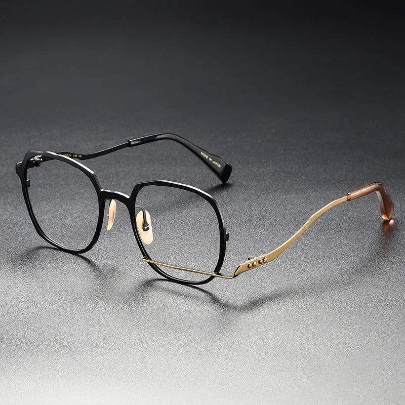 Aror Unisex Full Rim Irregular Square Acetate Titanium Eyeglasses 49459 - Stylish Lightweight Frames for Work, Reading & Everyday Wear