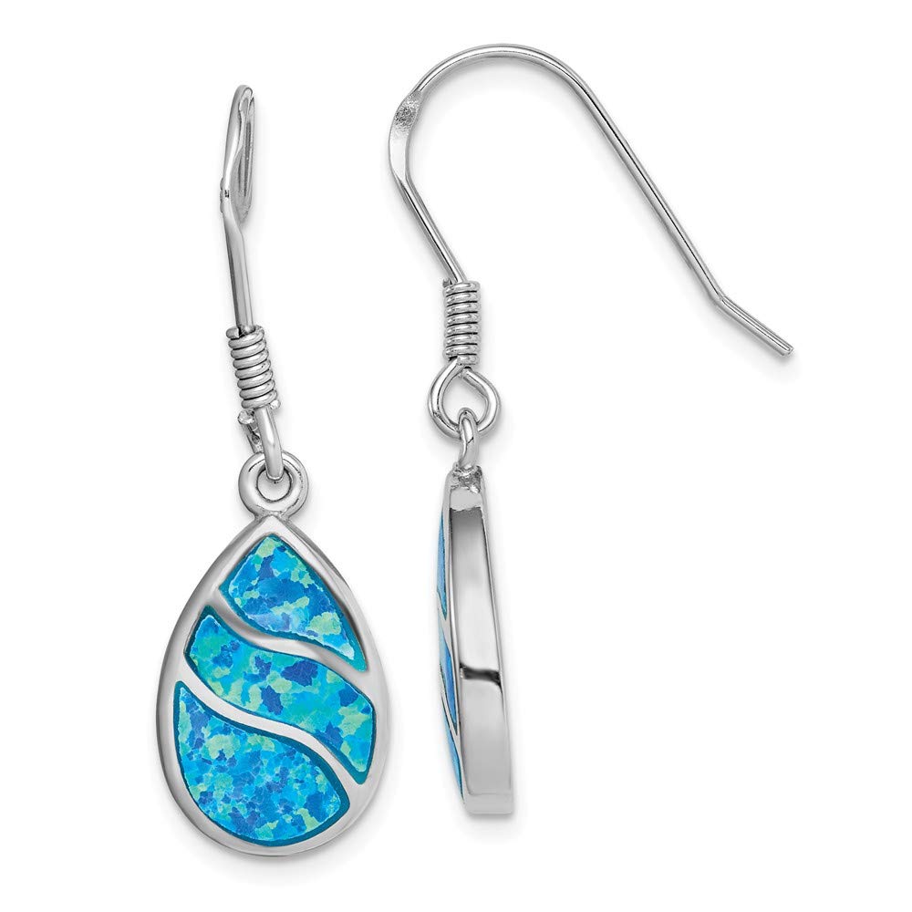 925 Sterling Silver Teardrop Dangle Earrings with Genuine Opal Inlay - Elegant Handmade Jewelry for Women, Perfect for Weddings, Parties & Special Occasions