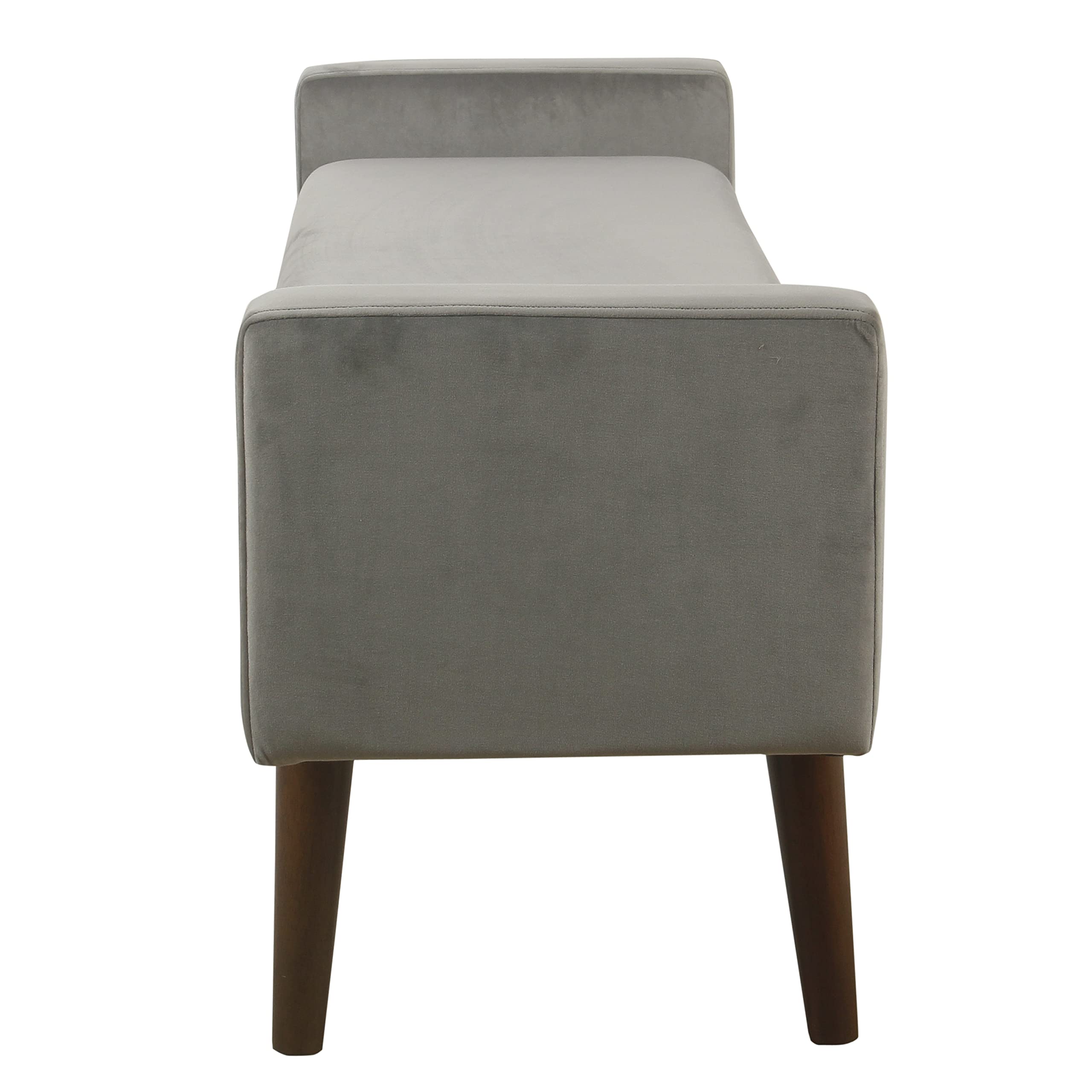 Modern Velvet Storage Ottoman Bench - Gray for Living Room & Bedroom Decor