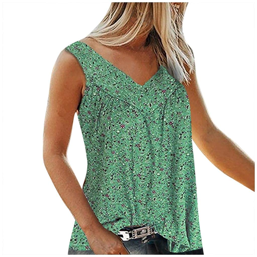 Women's Fashion V-Neck Printed Tank Tops - Sleeveless Sexy Blouse & Summer Tees with Floral Design | Perfect for Casual Outings, Beach Wear & Summer Vacations