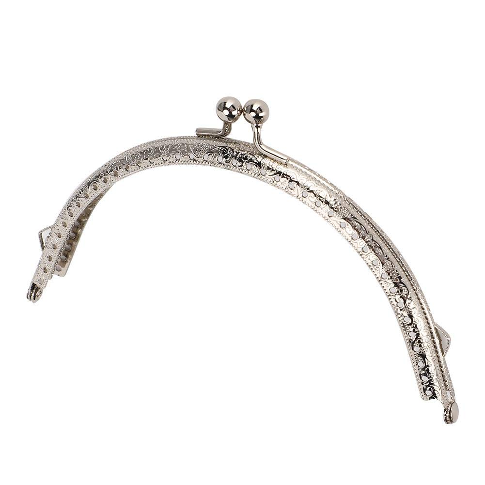 GLOGLOW 2-Pack Silver Metal Semicircular Purse Frame with Kiss Clasp Lock - 15cm/5.9in DIY Sewing Bag Handle for Handbags, Clutches & Tote Bags - Perfect for Crafting, Fashion Accessories & Gift Making