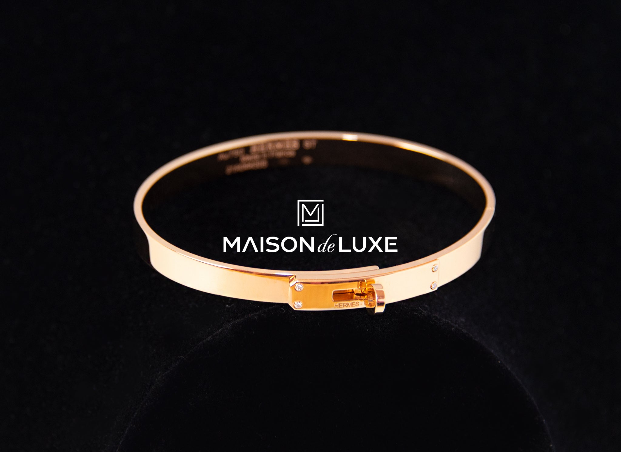 Hermes Rose Gold Kelly Bracelet with 4 Diamonds - Luxury Jewelry for Women, Perfect for Parties, Weddings & Special Occasions
