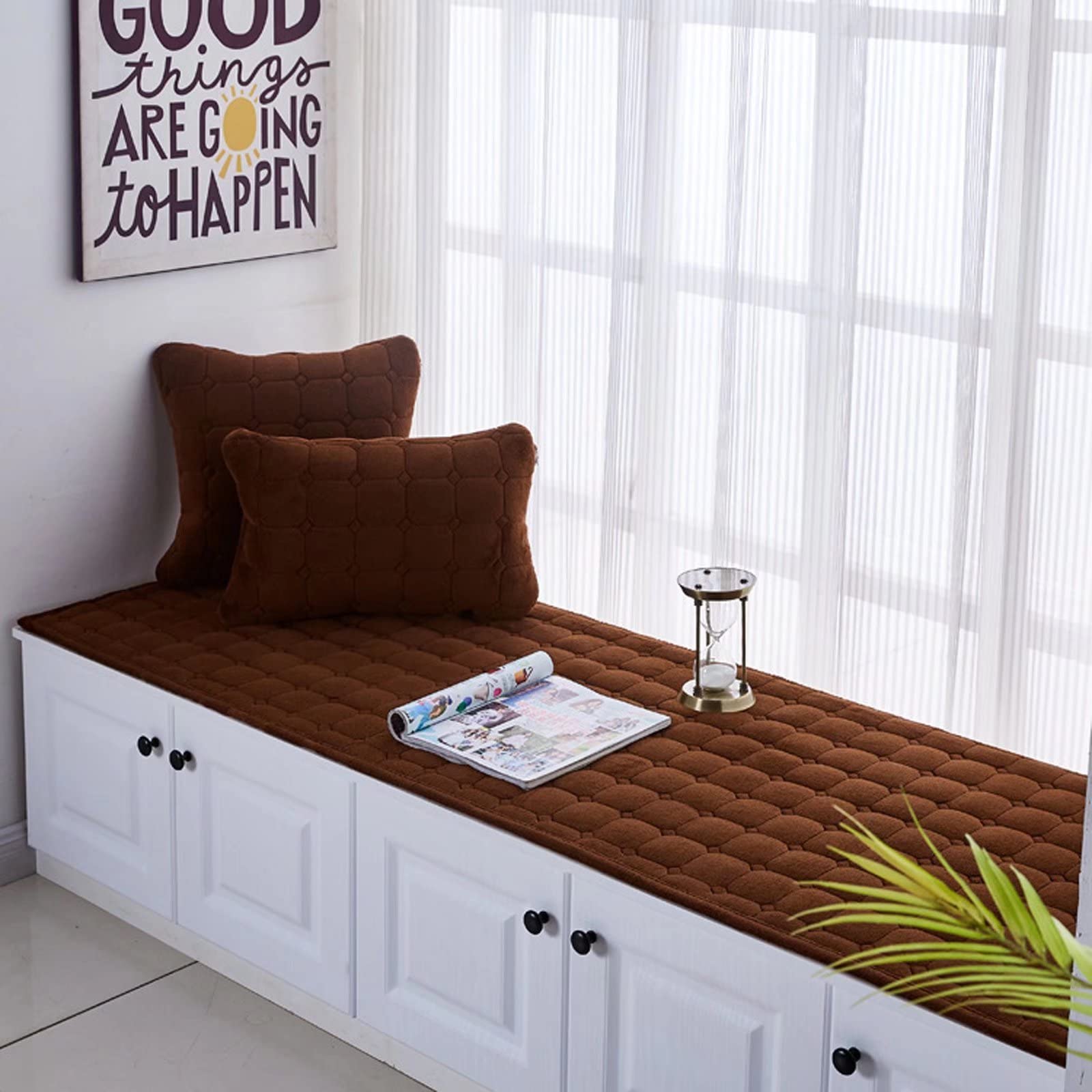KaYomax Custom Bay Window Seat Mat - Non-Slip Indoor/Outdoor Furniture Bench Cushion Pad Cover for Sofa, Loveseat, Recliner - Perfect for Living Room, Bedroom, Floor Seating & Coffee Break Relaxation