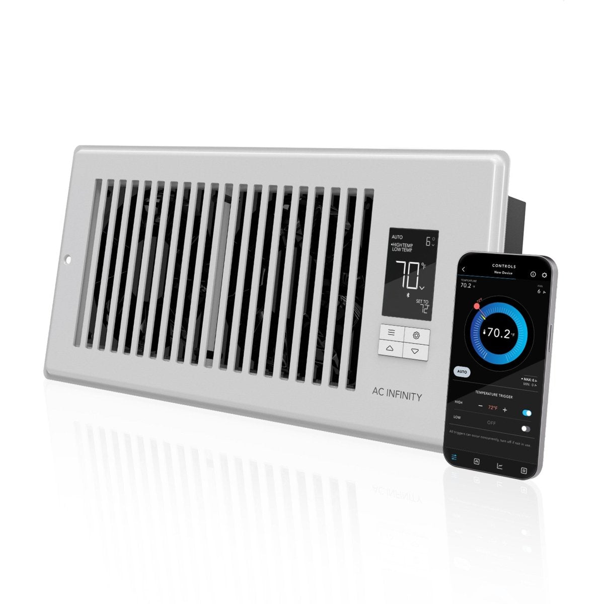 AC Infinity AIRTAP T4 Quiet 4” x 10” Register Booster Fan - White | HVAC Airflow Booster for Home, Office & Grow Rooms | Improves Ventilation & Cooling Efficiency