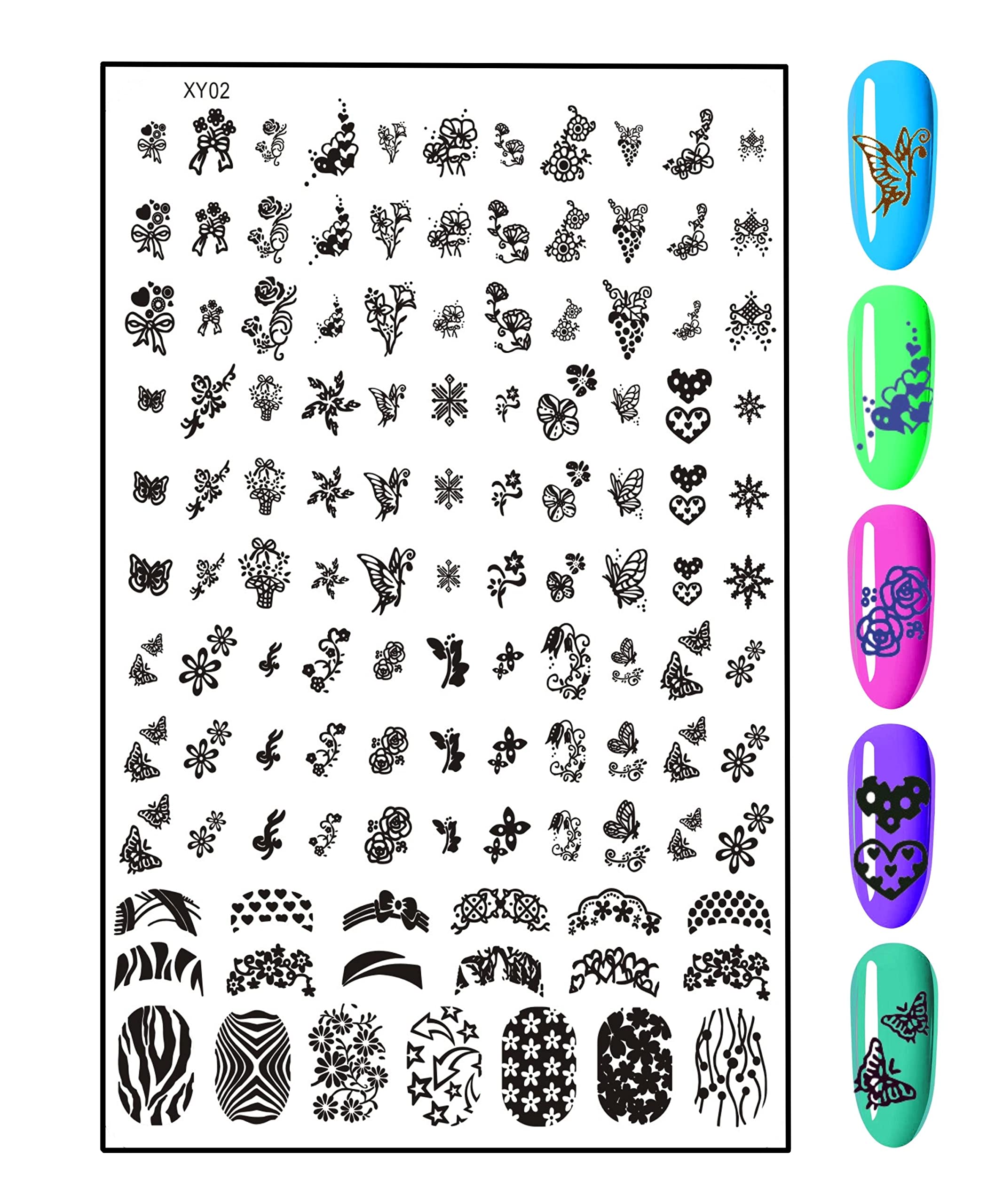 RoyalKart Nail Art Kit - 3 Stainless Steel Stamping Plates, Stamper & Scraper for DIY Nail Designs | Multicolor Nail Polish Accessories | Perfect for Home Manicures, Salon Use & Gift Giving