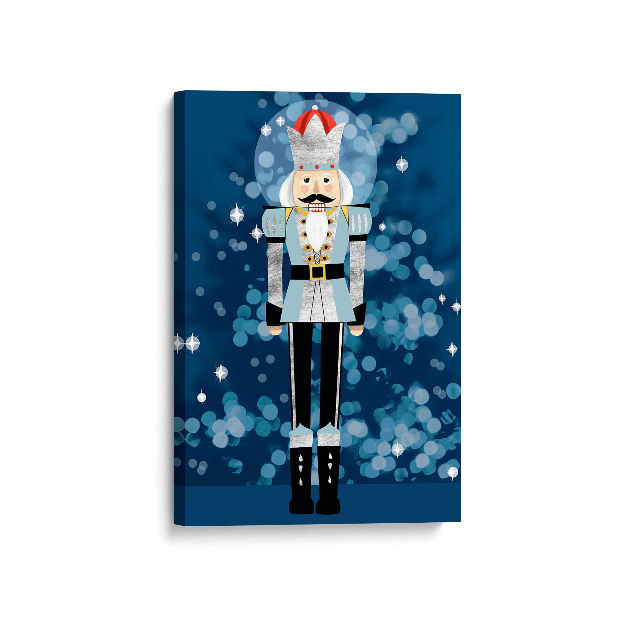 Blue Classic Nutcracker Canvas Print - Holiday Home Decor, Christmas Wall Art for Living Room & Bedroom
