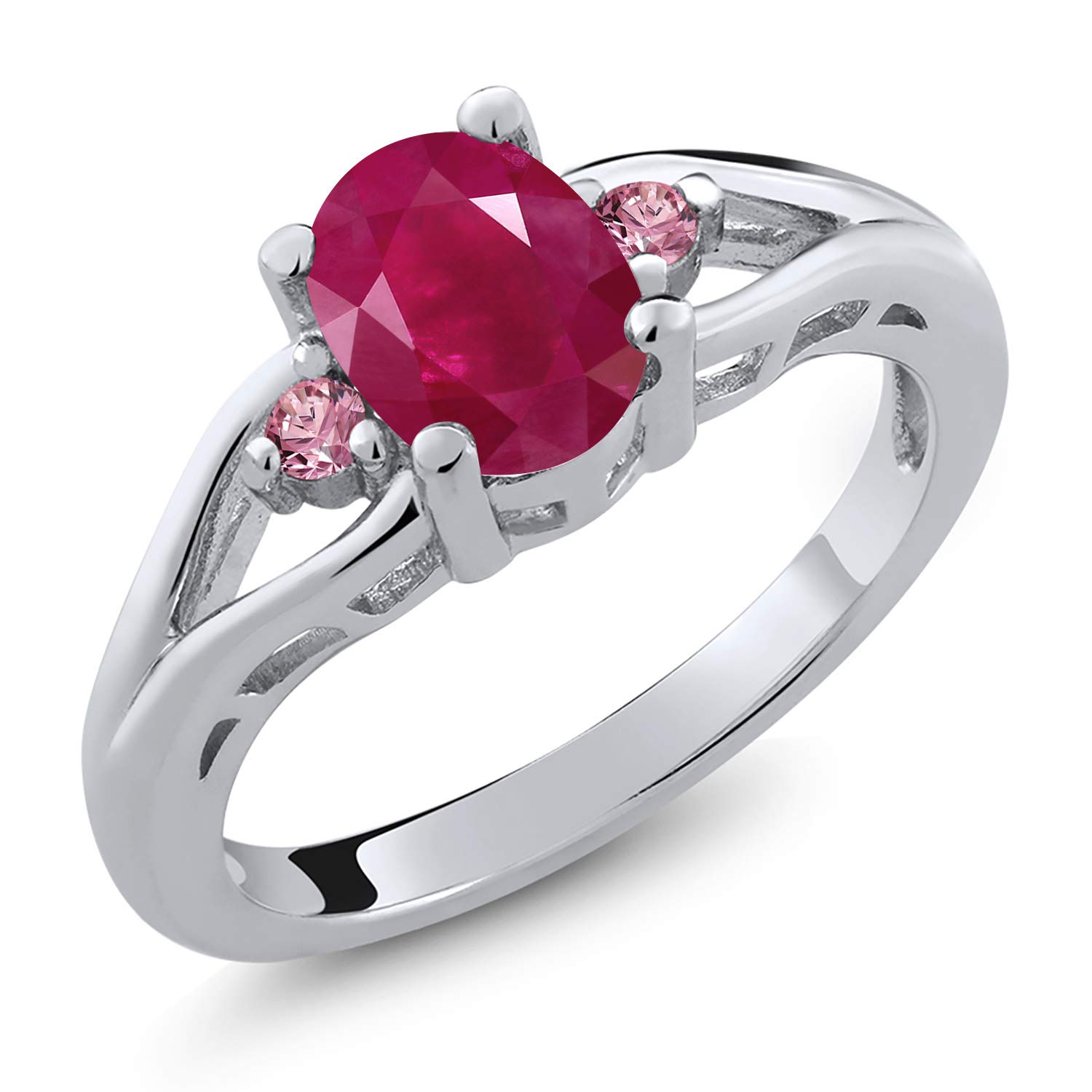 1.68 Ct Oval Red Ruby Pink Lab-Grown Diamond Ring in 925 Sterling Silver | Gem Stone King | Elegant Jewelry for Engagement, Wedding & Special Occasions