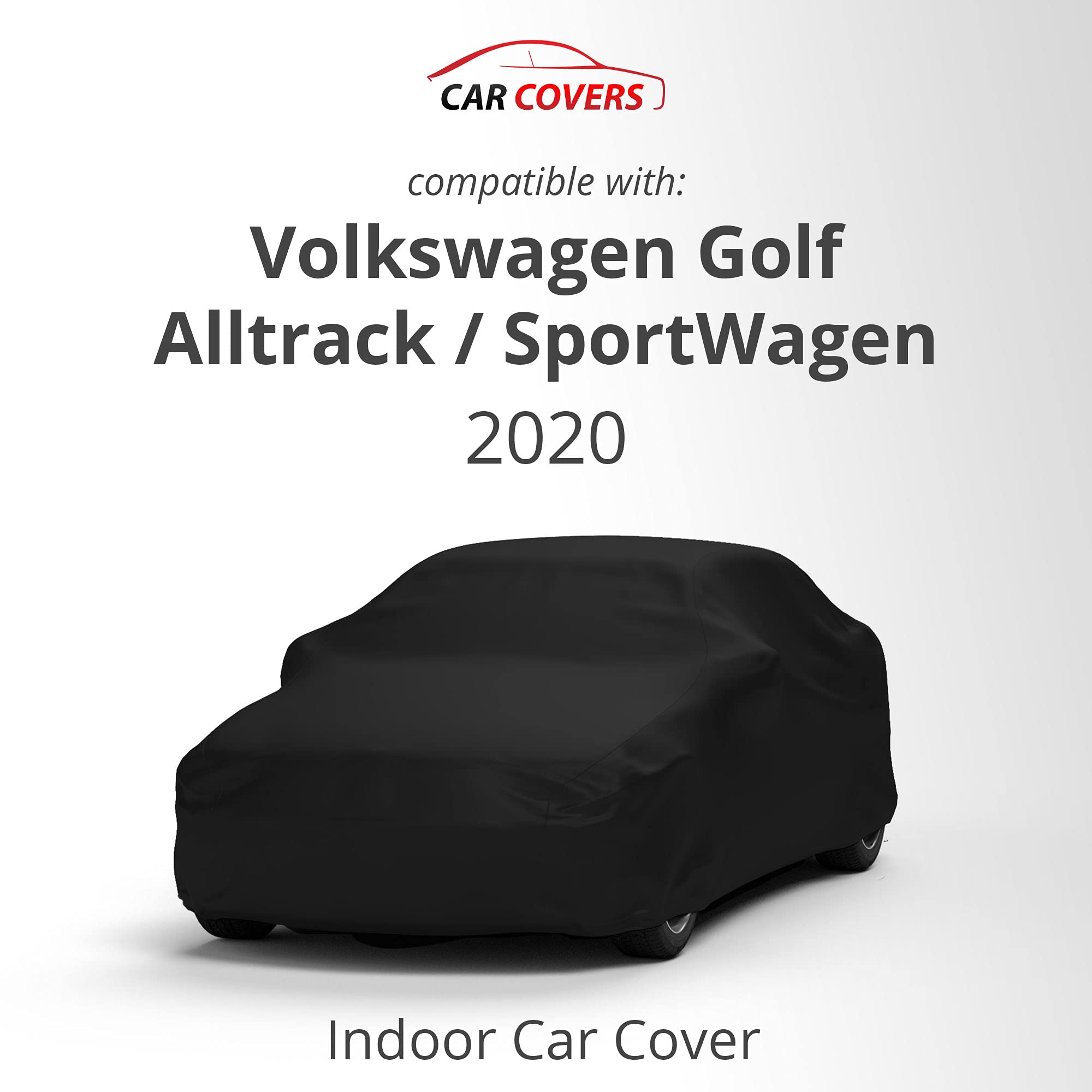 Premium Scratch-Resistant Indoor Car Cover for Volkswagen 2020 Golf Alltrack/SportWagen - Black Satin Ultra Soft Material with Warranty | Car Accessories for Garage Storage & Vehicle Protection