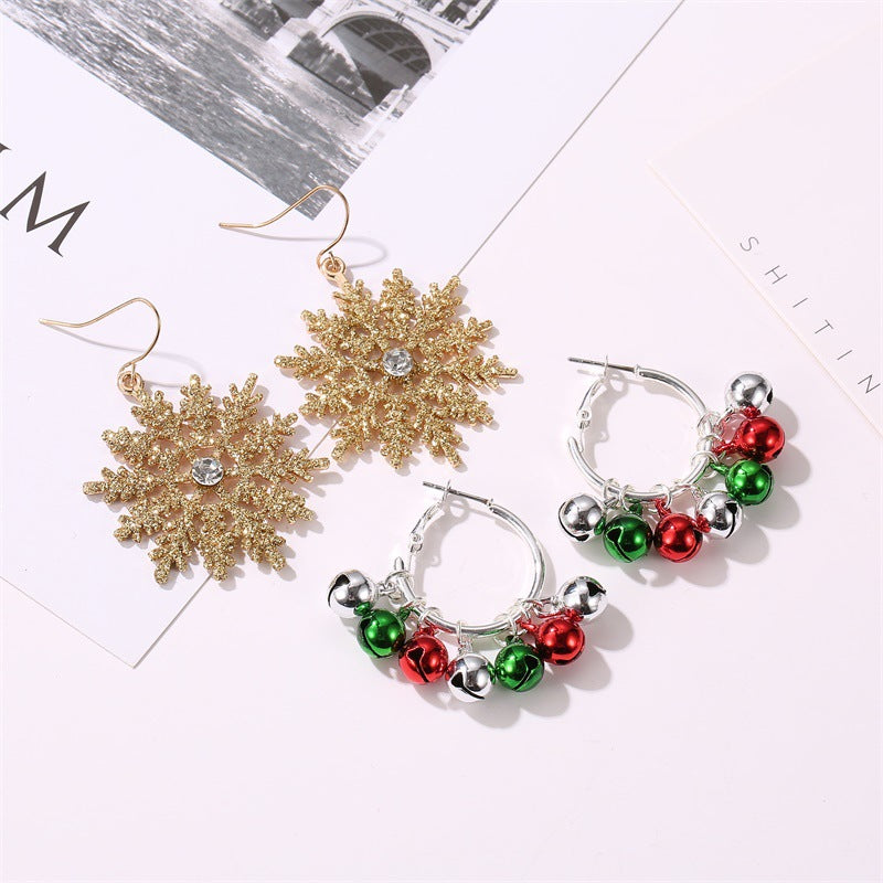 Festive Red Bow Snowflakes Jingle Bell Earrings for Christmas | Holiday Party Jewelry Gift for Women | Perfect for Xmas Celebrations & Winter Gatherings