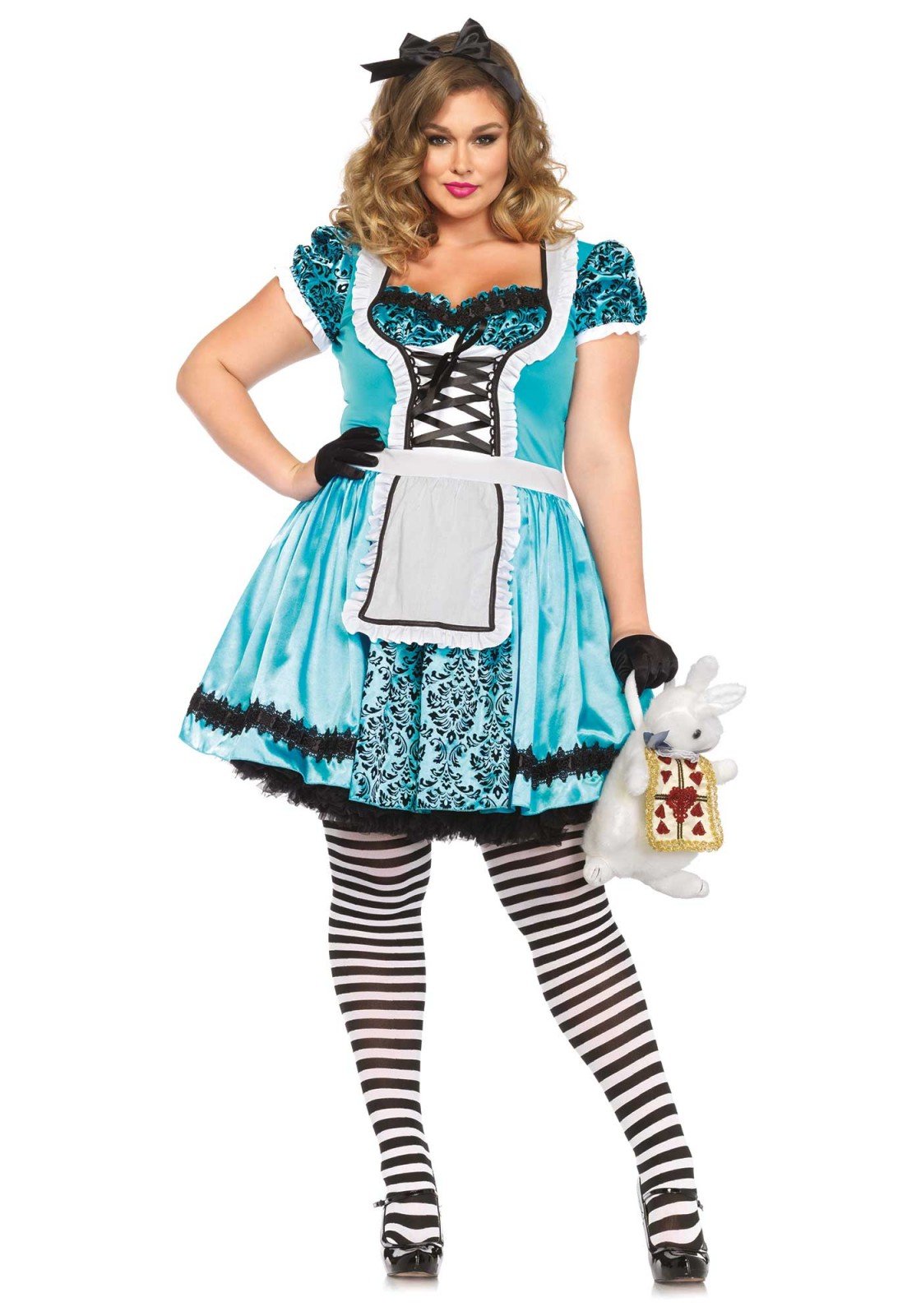 Leg Avenue Women's Plus Size Alice in Wonderland Costume Dress - Elegant Halloween Cosplay Outfit for Parties & Theme Events