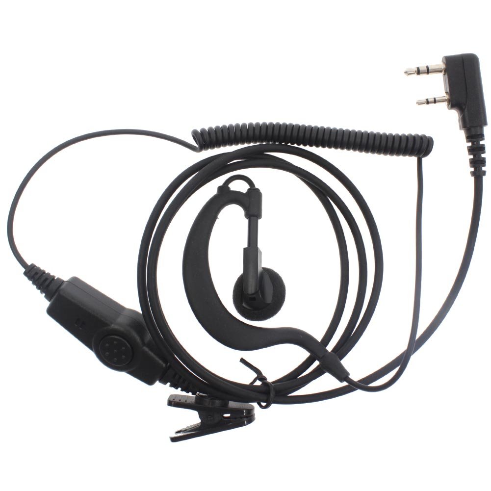 RUKEY Surveillance Headset with PTT Mic - Single Wire Earhook Headset for Kenwood, Baofeng, Wouxun & More - Perfect for Security, Construction & Outdoor Communication