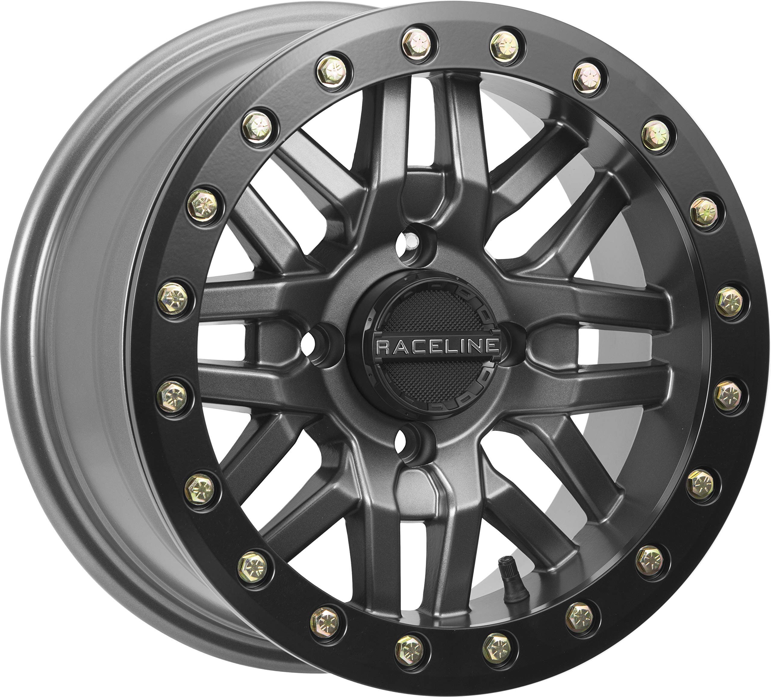 Raceline Ryno Black Wheel with Gun Metal Finish - 14x14 Inches, 1x4mm, 1mm Offset - Perfect for Off-Road Trucks, SUVs & Jeeps