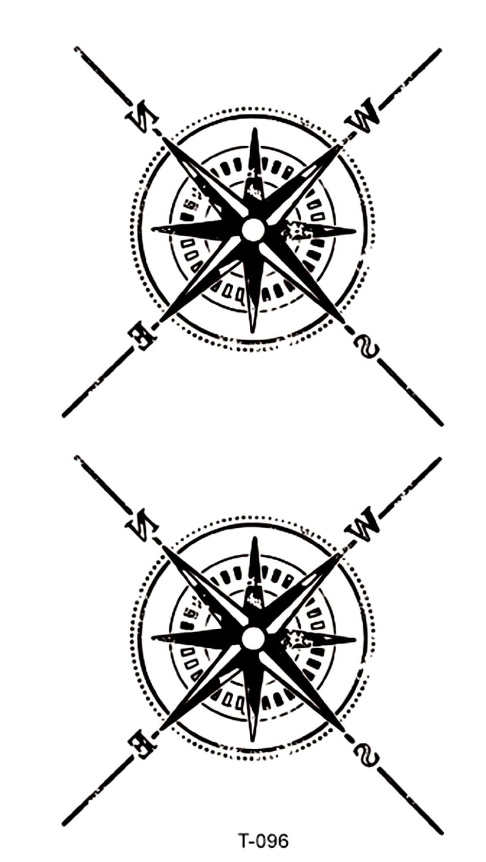 Compass Temporary Tattoo - Waterproof & Removable Fake Tattoos for Adults & Kids - Perfect for Parties, Festivals, and Costume Events