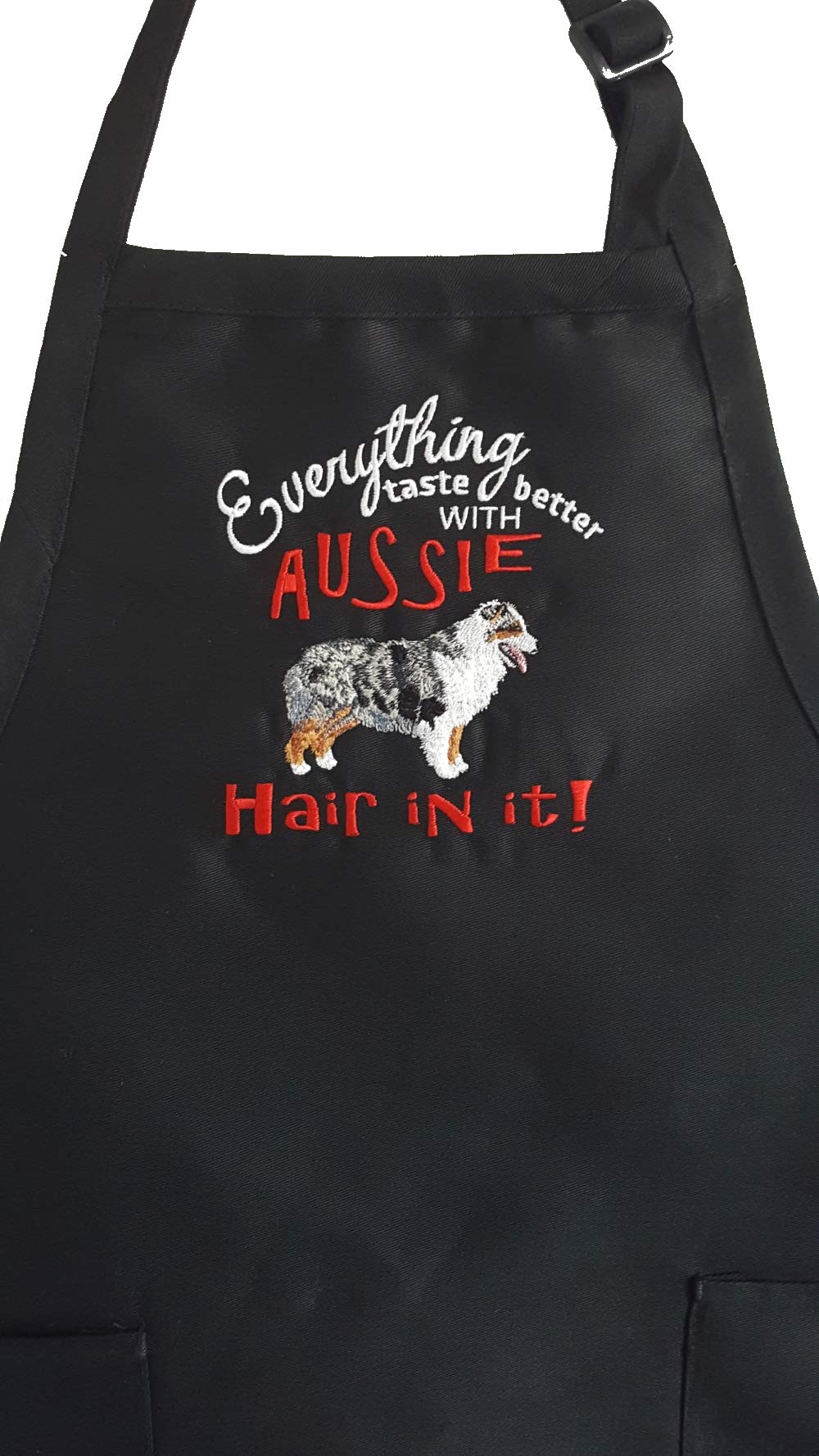 Australian Shepherd Dog Embroidered Apron - Black Kitchen Apron for Cooking, Baking, BBQs, Crafts & Dog Grooming - Perfect for Pet Lovers, Home Chefs & DIY Enthusiasts