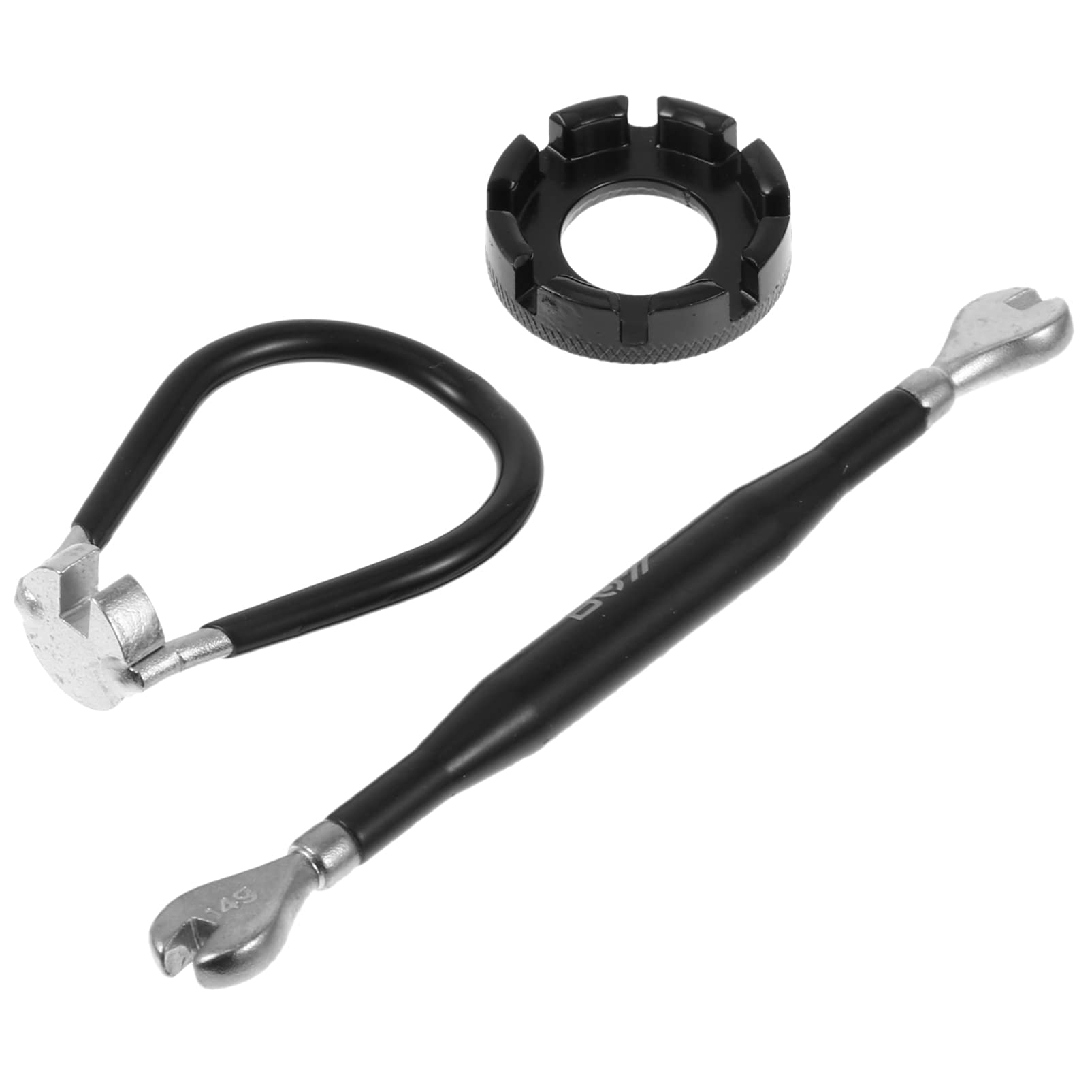BESPORTBLE 3-Piece Bike Spoke Wrench Tool Kit - Rim Correction Set with 8-Size Spoke Wrench & Tire Lever - Compact Cycling Multitool for Mountain Bike Wheel Repair (Black) - Perfect for Trailside Repairs & Emergency Roadside Fixes