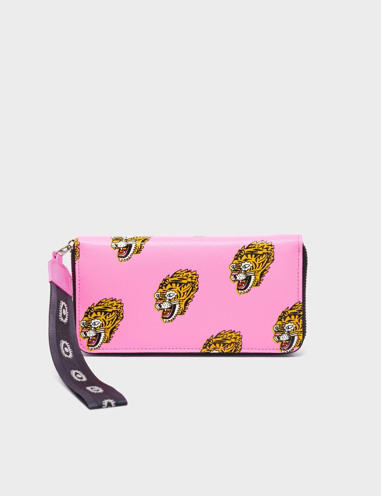 Francis Bubblegum Pink Leather Wallet with Blazing Tiger Print - Stylish & Durable Women's Wallet for Everyday Use, Travel & Gift Giving