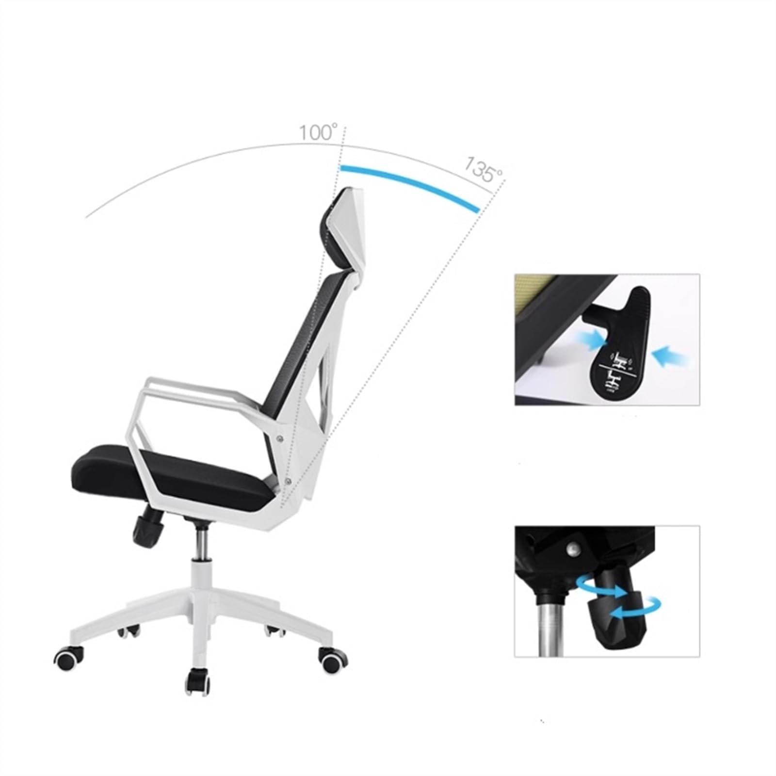 Ergonomic Executive Office Chair - High Back Mesh Swivel Chair with Lumbar Support Pillow, Adjustable Armrests & Wheels - Comfortable for Home, Conference & Workspace (Orange)