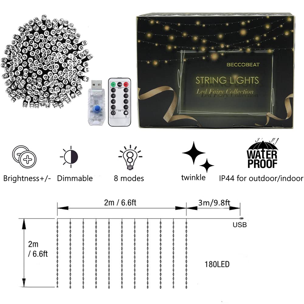 LED Fairy String Lights - Turquoise, Teal, Blue, Lavender, Purple Twinkle Curtain Lights for Bedroom Wall | Kawaii Unicorn Mermaid Teen Room Decor | Perfect for Girls' Bedrooms, Dorm Rooms & Party Decorations