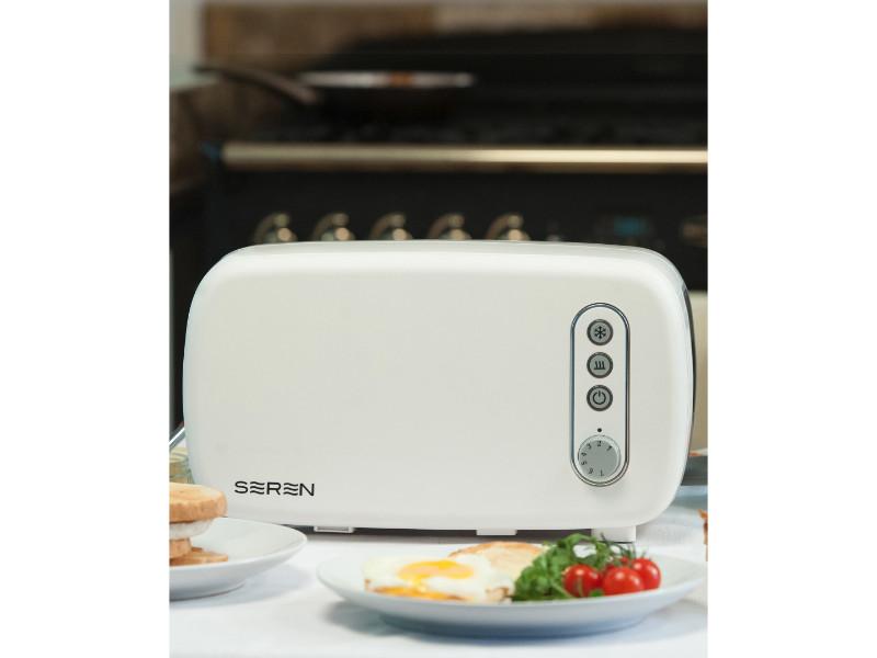 BergHOFF Seren 2-Piece Side Loading Toaster with White/Cream Panel - Perfect for Breakfast, Brunch & Small Kitchen Spaces