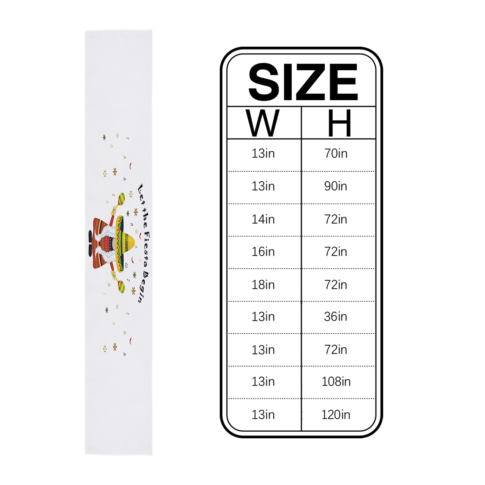 108 Inch Long Mexican Cinco de Mayo Table Runner - 13x108in Decorative Kitchen & Dining Table Cover for Parties, Home Decor | Perfect for Holiday Celebrations, Dinner Parties & Festive Gatherings
