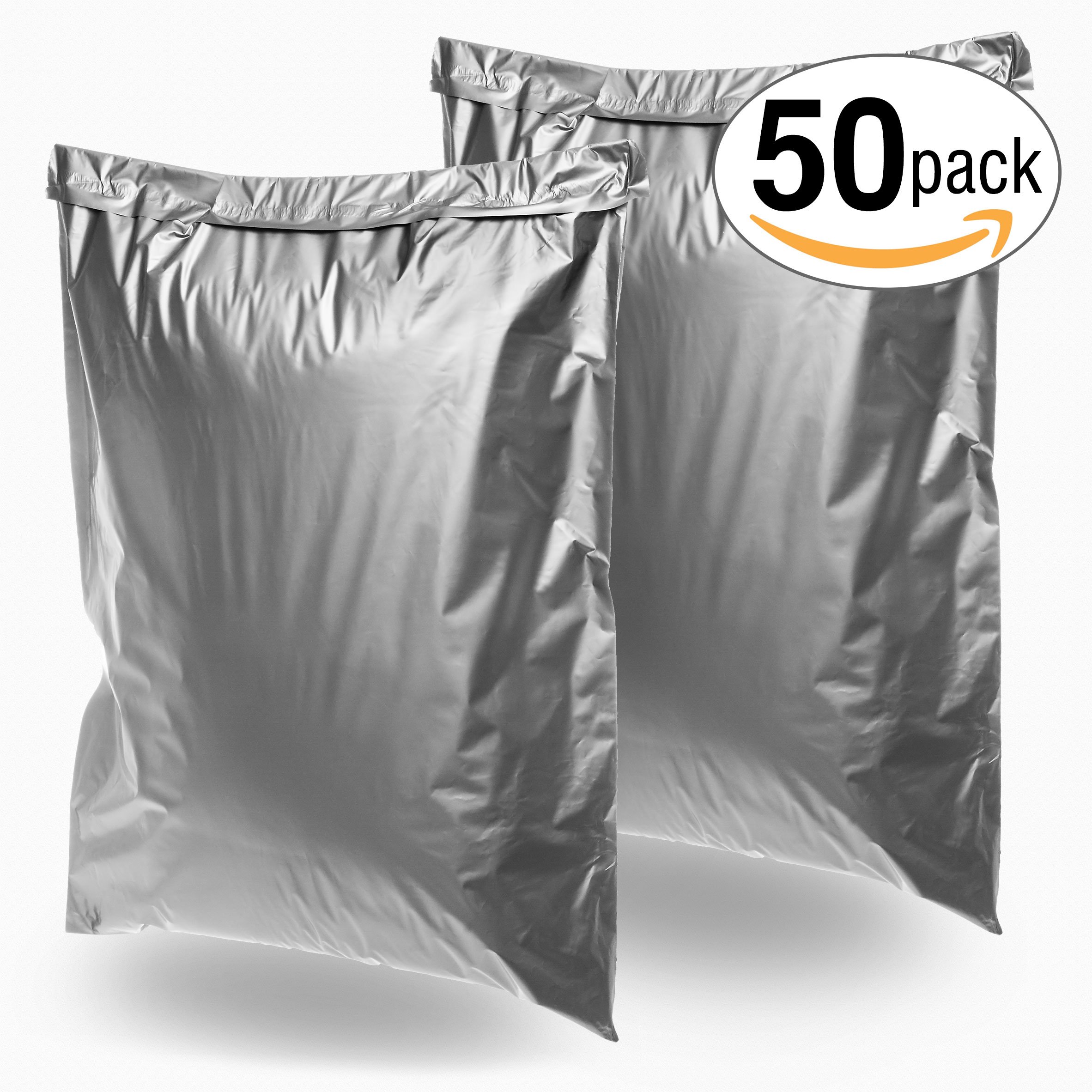 22x28 Jumbo Self-Seal Poly Mailer Bags 2.5 Mil (50 Pack Silver) - Durable Shipping Envelopes for Ecommerce, Clothing & Small Business Packaging