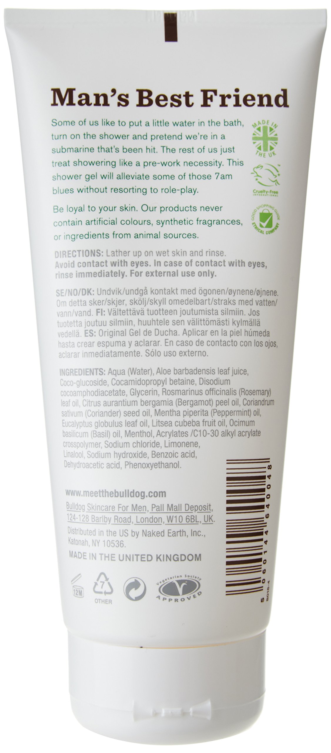 Bull Dog Skincare for Men Original Shower Gel 6.70 oz - Hydrating & Refreshing Body Wash for Men with Natural Ingredients - Perfect for Daily Shower & Gym Use