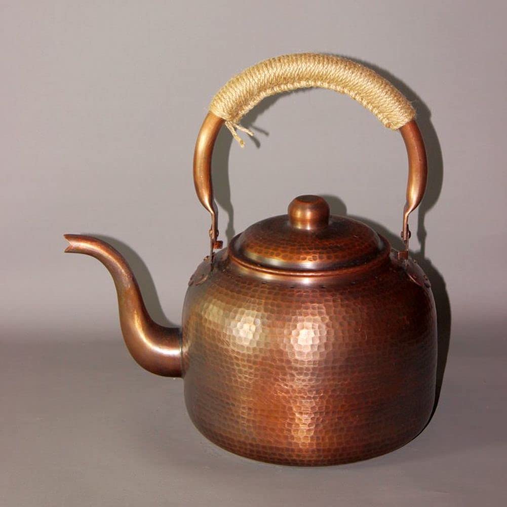 Vintage Thick Copper Tea Kettle - 2.5L Handcrafted Pure Copper Stovetop Kettle for Tea Brewing, Coffee & Hot Water - Perfect for Home Kitchen, Camping & Gift Giving
