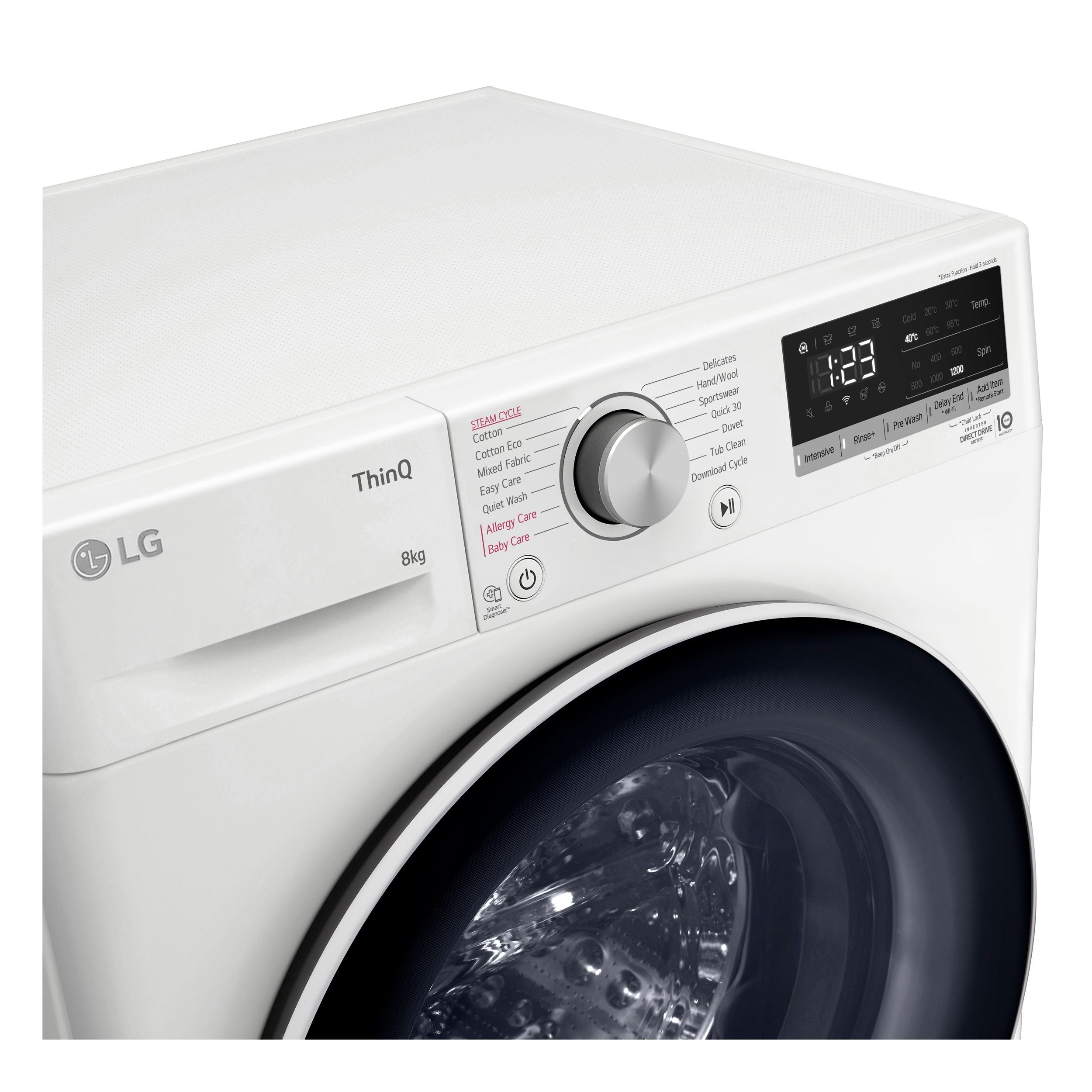 LG 8kg Slim Series 5 Front Load Washing Machine - Energy Efficient, Quiet Operation, White (WV5 1208W) - Perfect for Small Apartments & Laundry Rooms