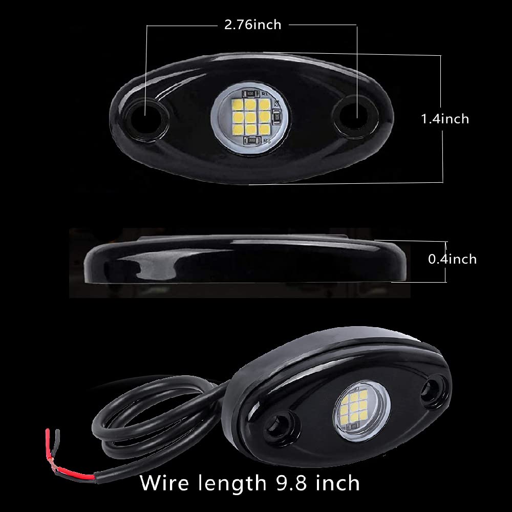 6 Pods LED Rock Lights White - Waterproof Underglow LED Neon Kit for Truck, Car, ATV, SUV, Boat | Underbody Glow Accent Lighting | Perfect for Off-Roading, Car Shows & Night Driving