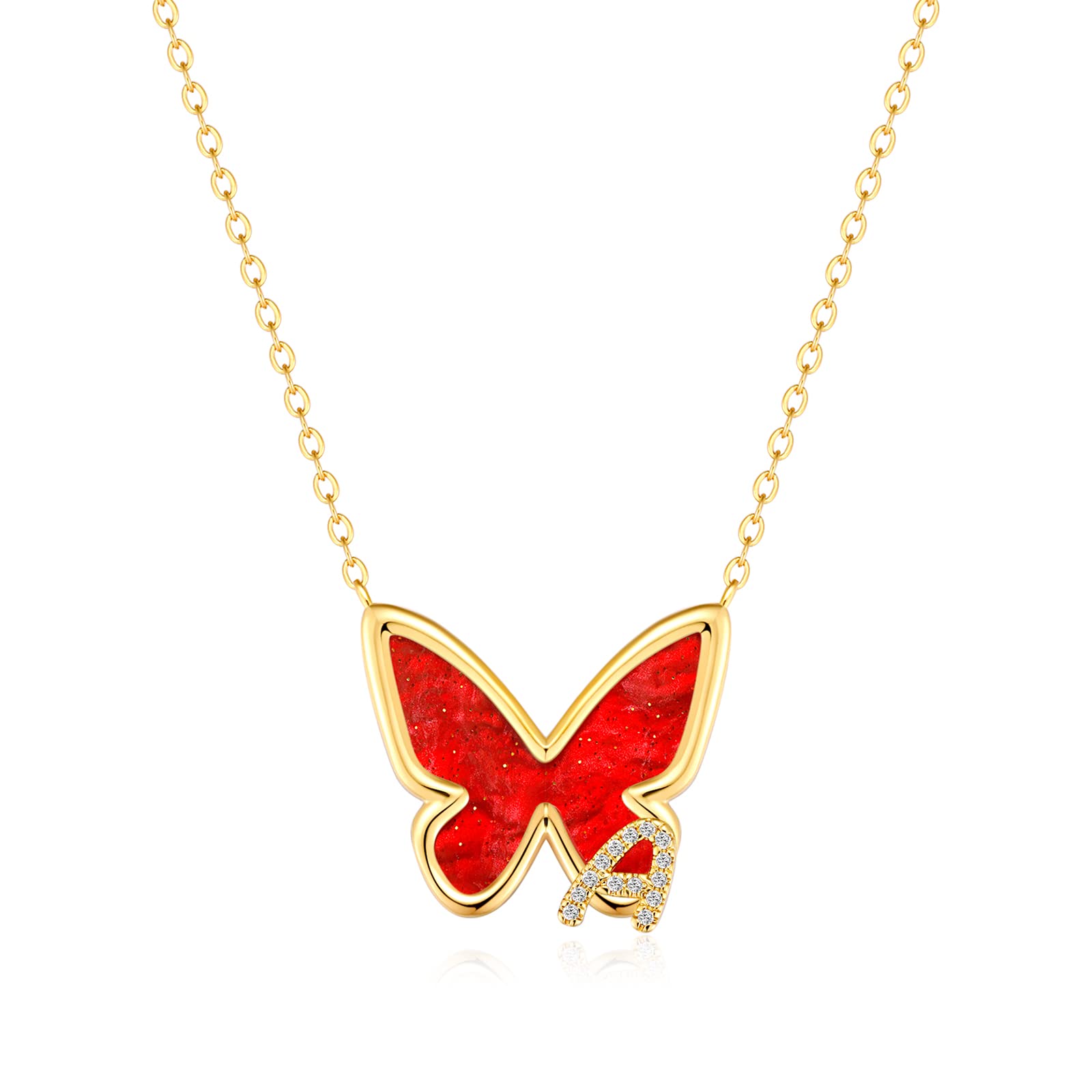 Personalized 14K Gold Plated Butterfly Initial Necklace for Women - Custom Name Pendant Trendy Jewelry Gift for Her | Birthday, Anniversary, Valentine's Day Present