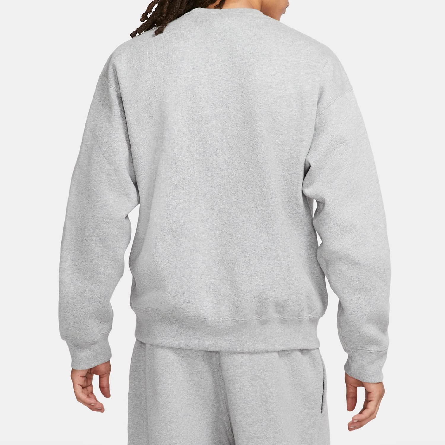 Nike Men's Fleece Crew Sweatshirt - Comfortable & Stylish Dark Grey Heather/White Pullover for Casual Wear, Gym & Everyday Use