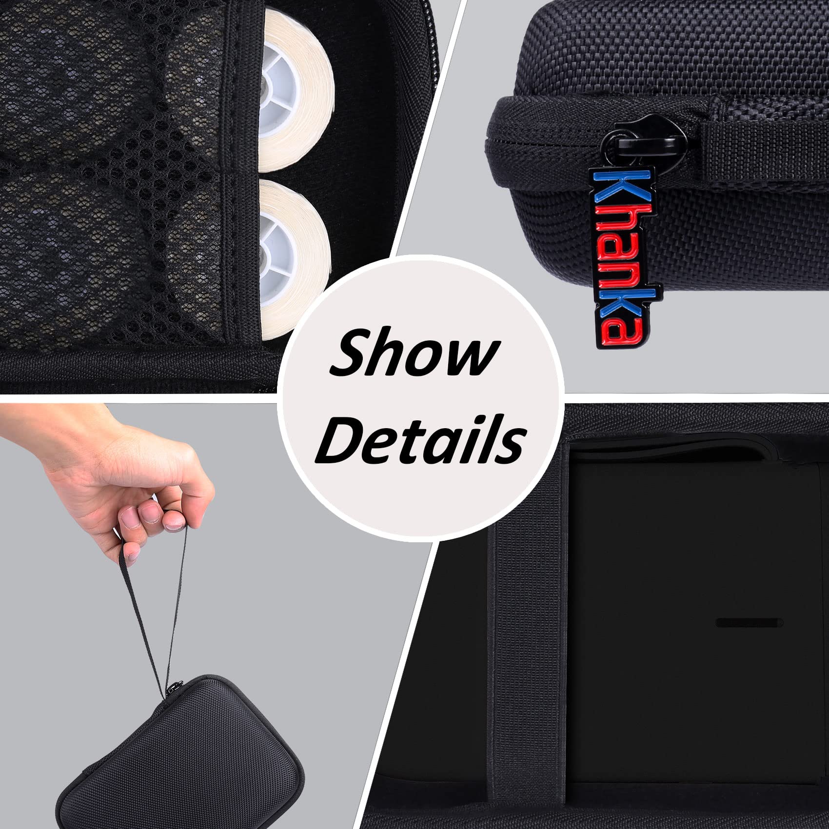Khanka Hard Storage Case for MUNBYN & NiiMbot D11 Bluetooth Label Printers - Protective Travel Case for Wireless Label Maker Machine (Black) - Perfect for Office, Warehouse & Home Organization