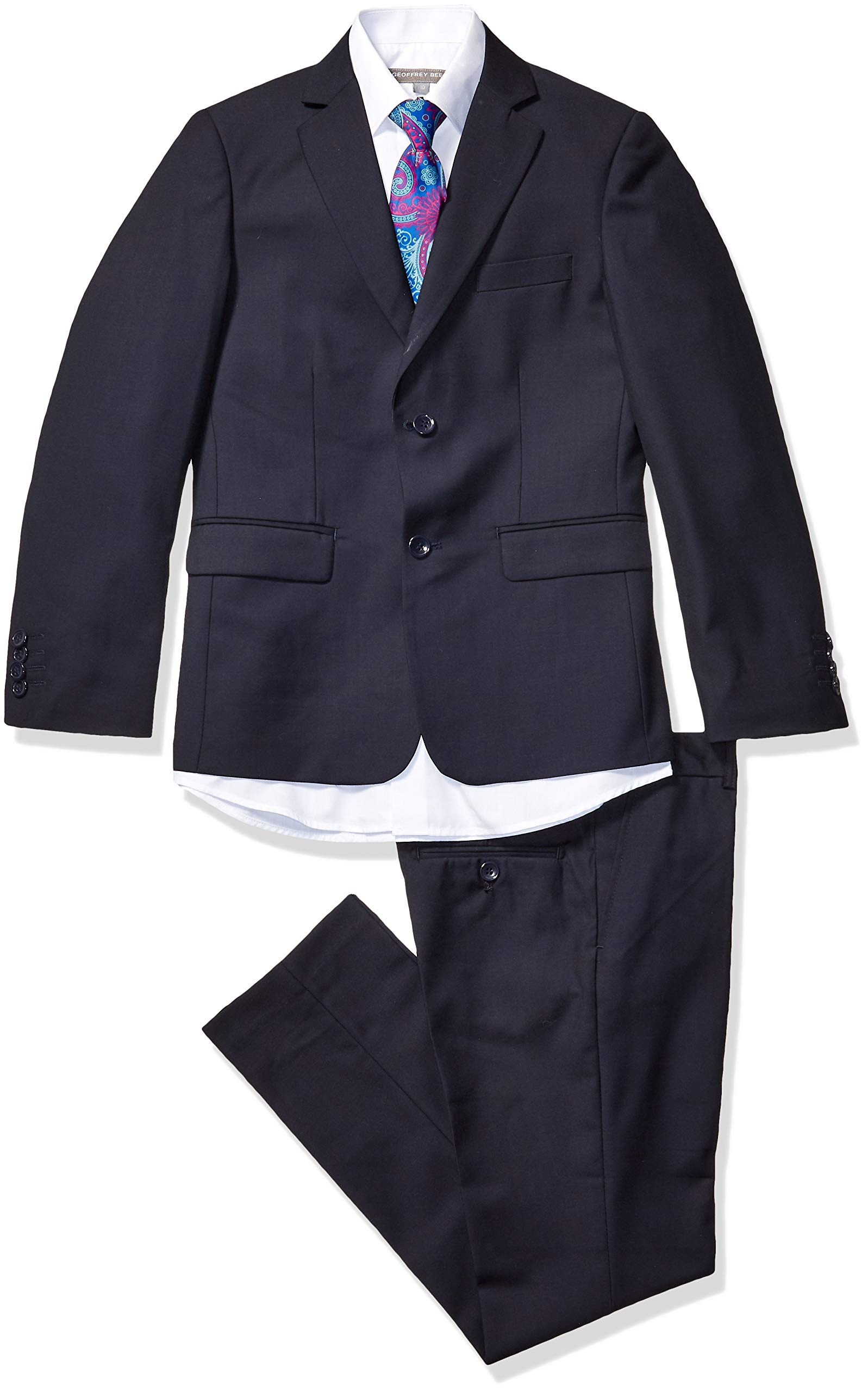 Geoffrey Beene Boys' Modern Fit 5-Piece Suit Set with Jacket, Vest, Trousers, Shirt & Tie | Notch Lapel Formal Attire for Weddings, School Events & Special Occasions | Multiple Colors Available