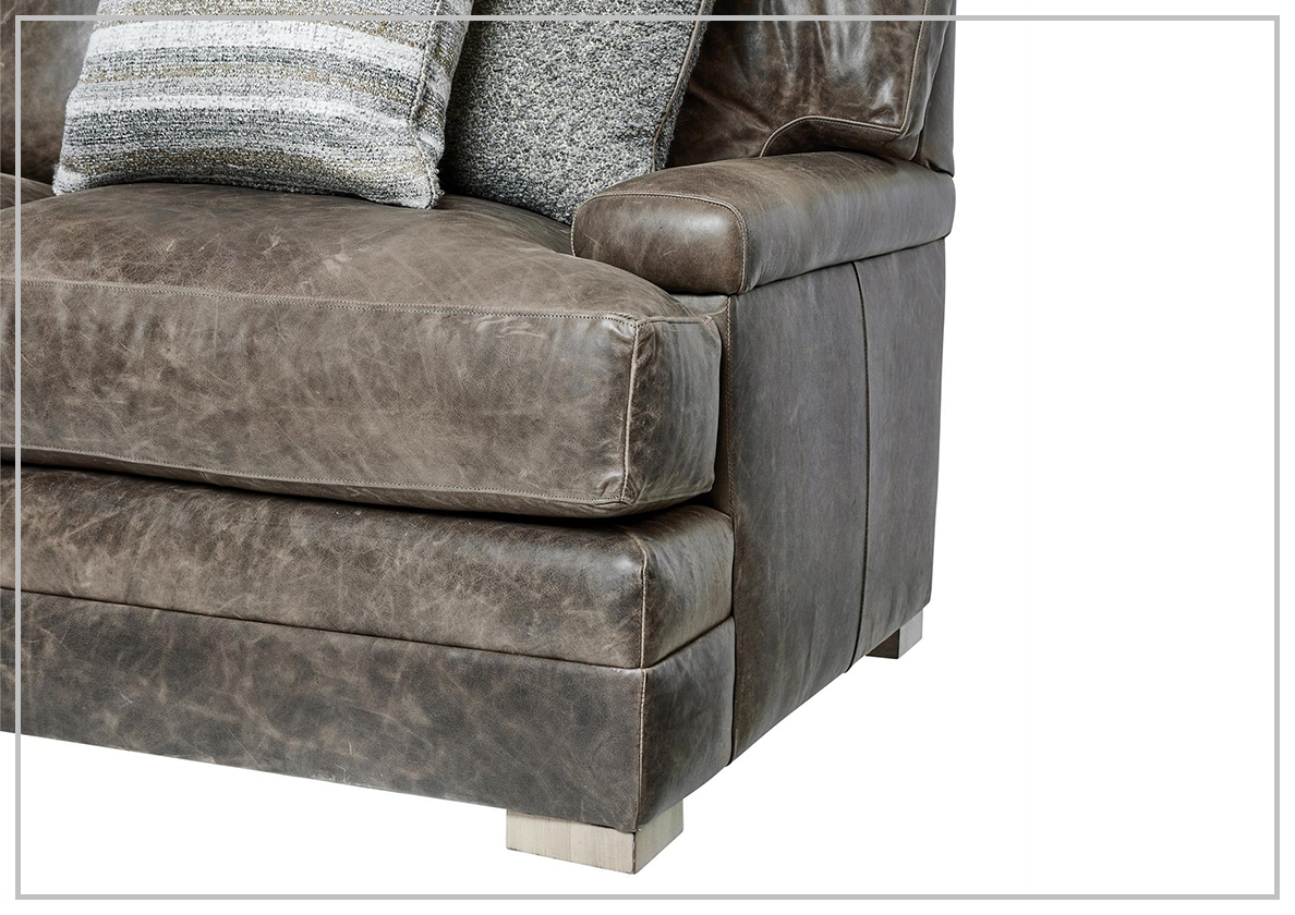 Bernhardt Burnham 3-Seater Brown Leather Sofa - Luxurious Genuine Leather Couch for Living Room, Lounge & Office - Comfortable Modern Furniture for Home Decor