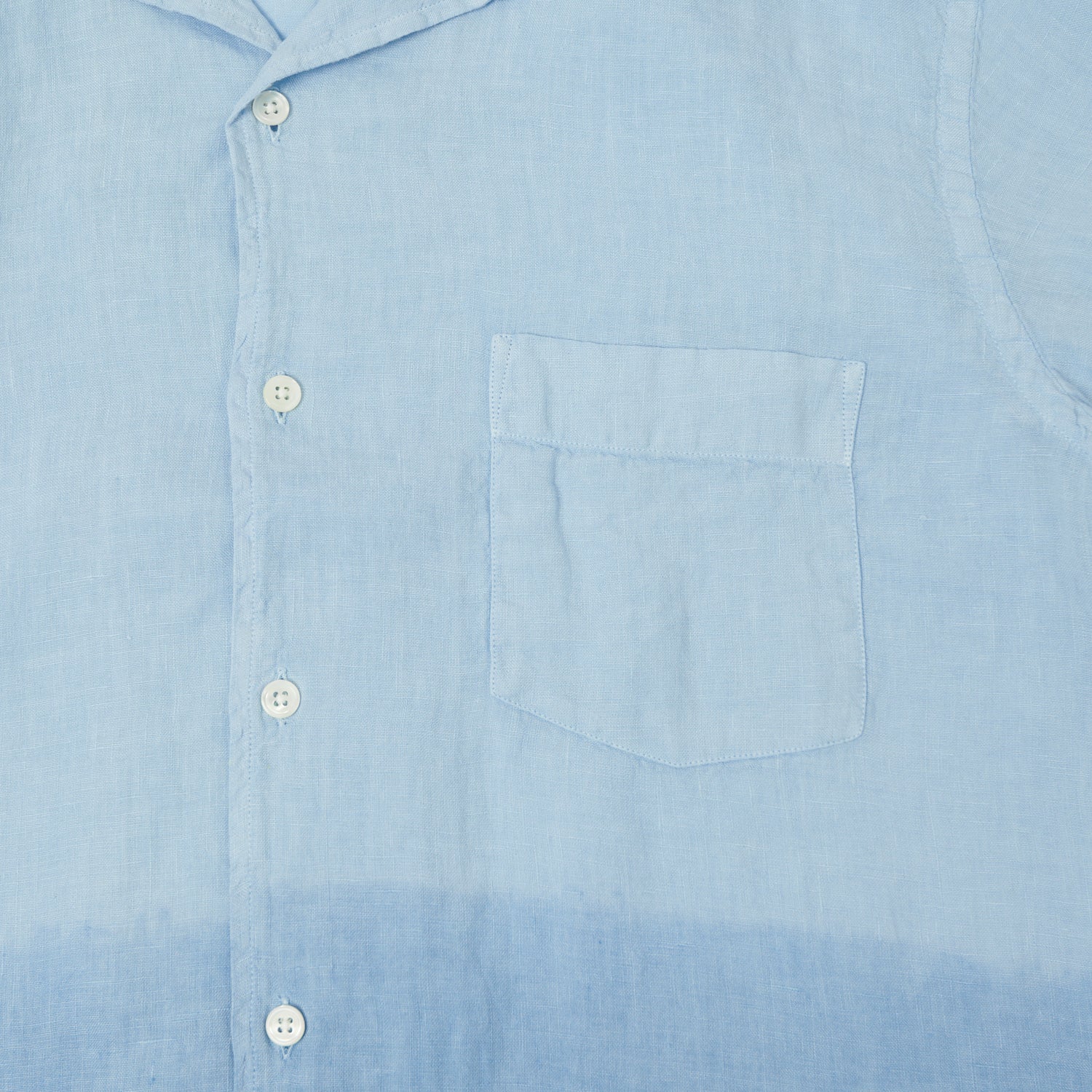 Hartford AZ05001 Men's Linen Short Sleeve Shirt - Tie Dye Azur/Nautic Blue Casual Summer Beach Shirt for Outdoor Vacation & Party Wear