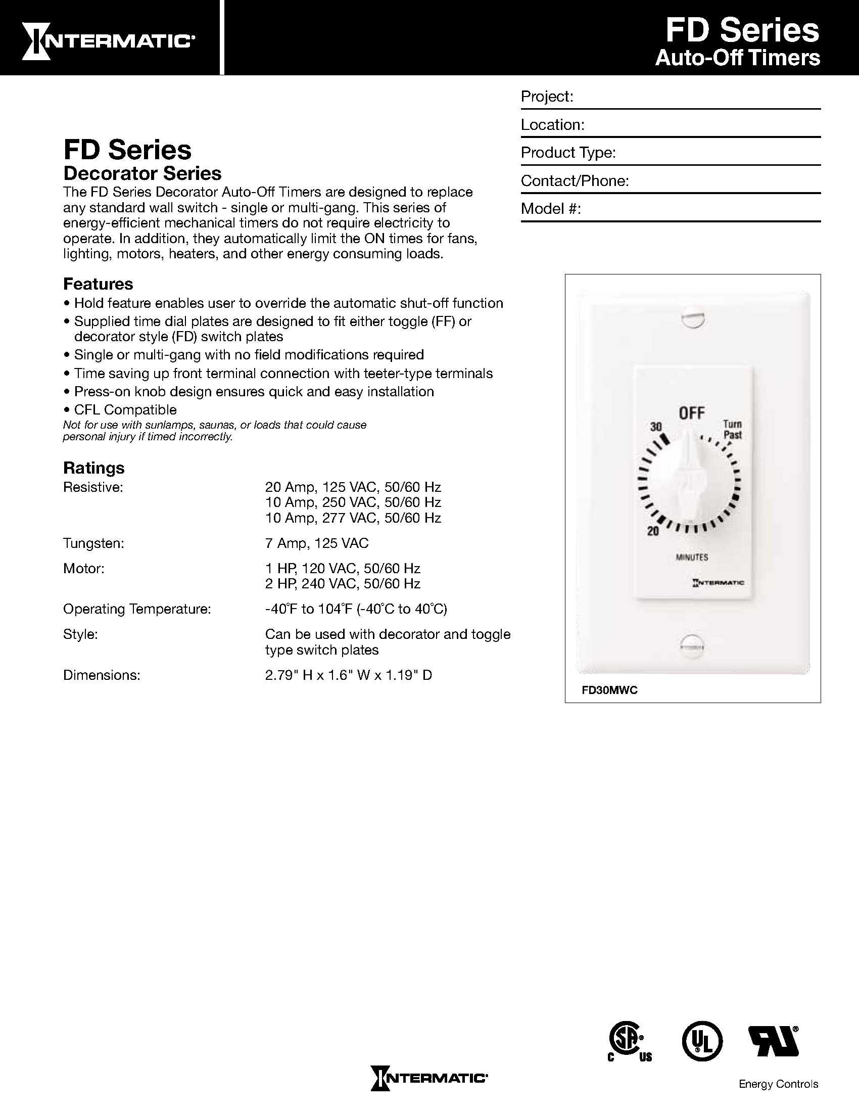 Intermatic FD32H 2-Hour Spring-Loaded Wall Timer for Lights and Fans, Ivory - Perfect for Home, Office, and Outdoor Lighting Control