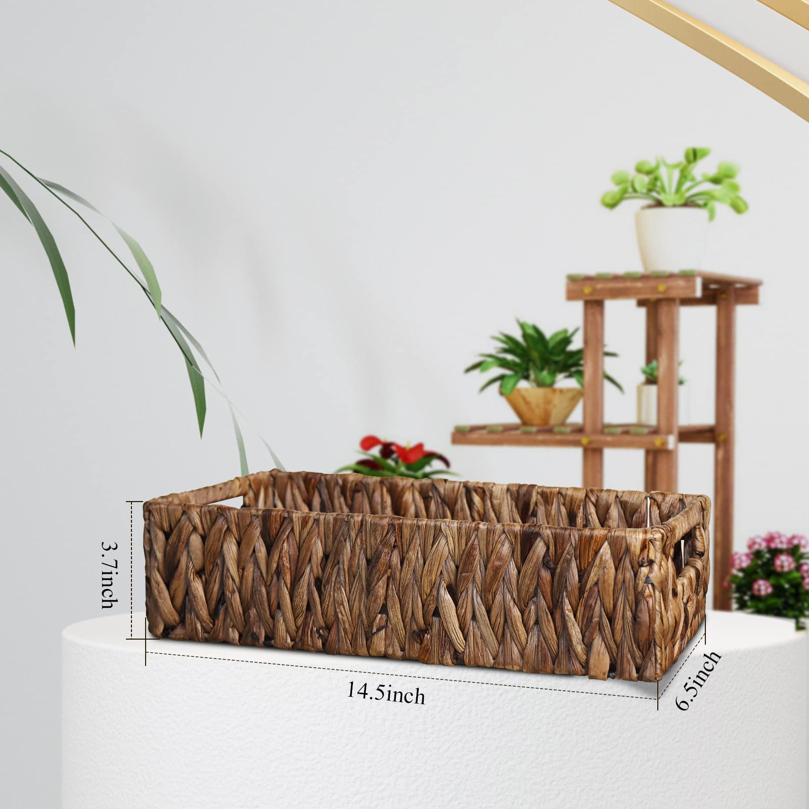 HOSROOME Natural Water Hyacinth Storage Basket - Wicker Organizer for Shelves, Toilet Paper, Closet & Office Desk - Decorative Brown Basket for Bathroom, Bedroom & Entryway - Perfect for Home Organization & Space Saving