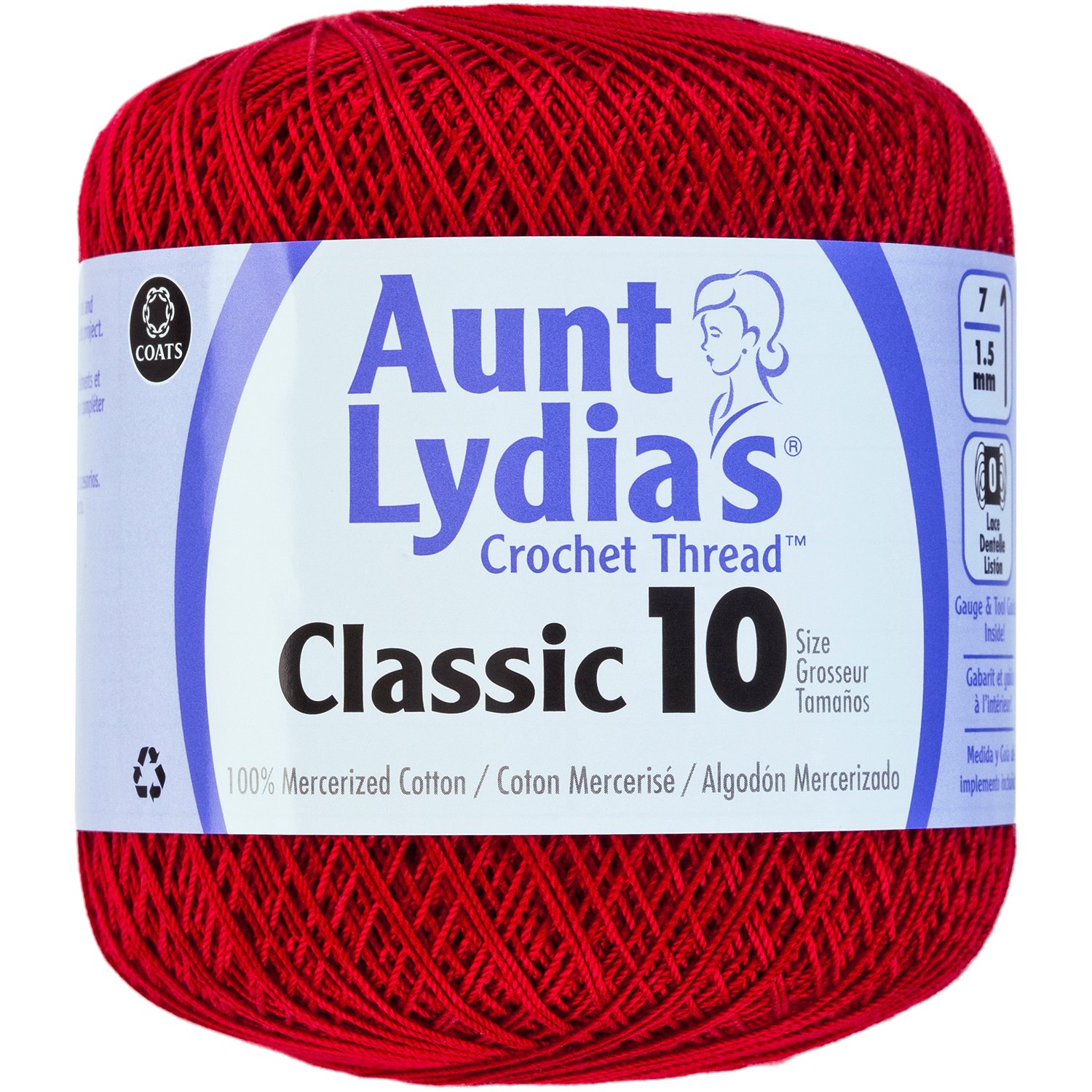 Aunt Lydia's Classic Crochet Thread Size 10 - 100% Cotton Yarn for Crocheting, Knitting, Embroidery | Perfect for Doilies, Table Runners, Lace Projects & Handmade Gifts (Cardinal Red)