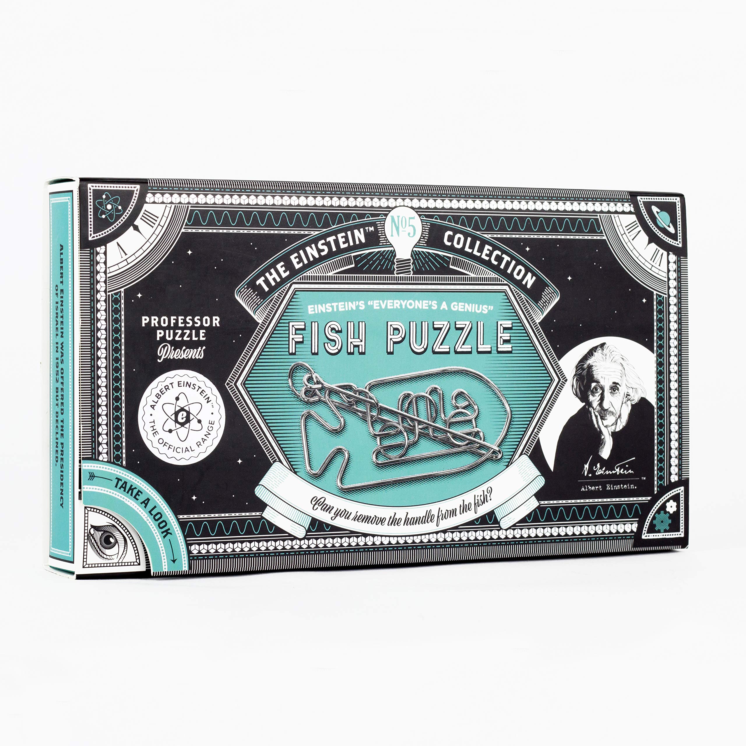 Professor PUZZLE The Einstein Collection - 3D Metal Brain Teaser Puzzle | Einstein’s Fish Interlocking Puzzle | Challenging Mind Game for Adults & Teens | Perfect for Office Desk, Gifts & STEM Learning