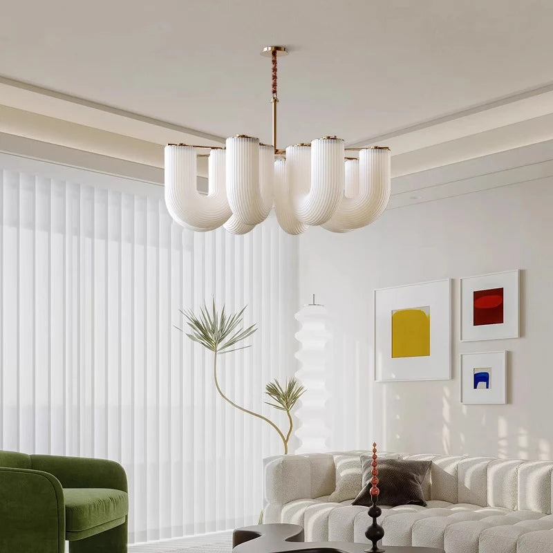Modern White Chandelier - Elegant Crystal Ceiling Light Fixture for Dining Room, Bedroom, Living Room | Perfect for Home Decor, Wedding & Luxury Interior Design