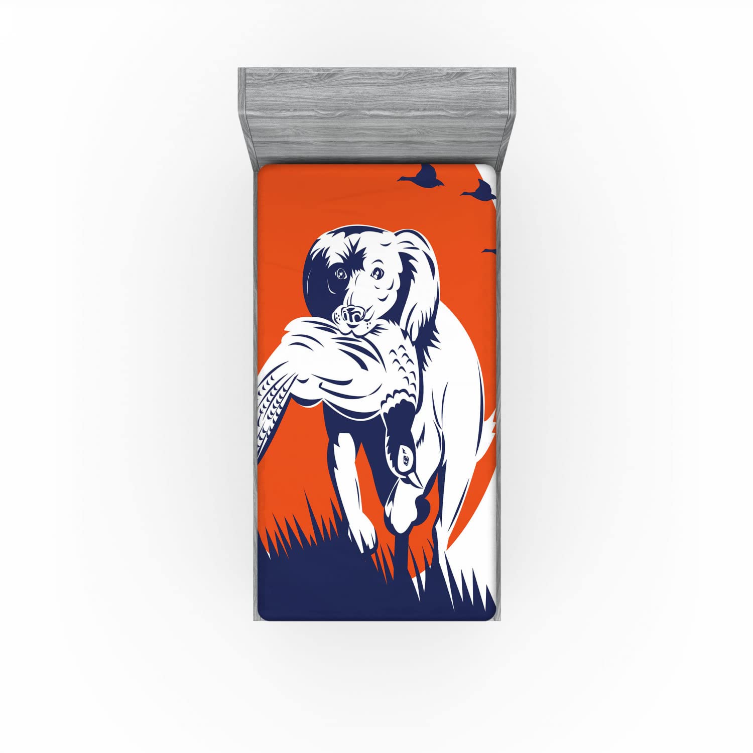 Ambesonne Hunting Fitted Sheet - Cocker Spaniel Dog Design, Twin XL Size for Bedroom Comfort