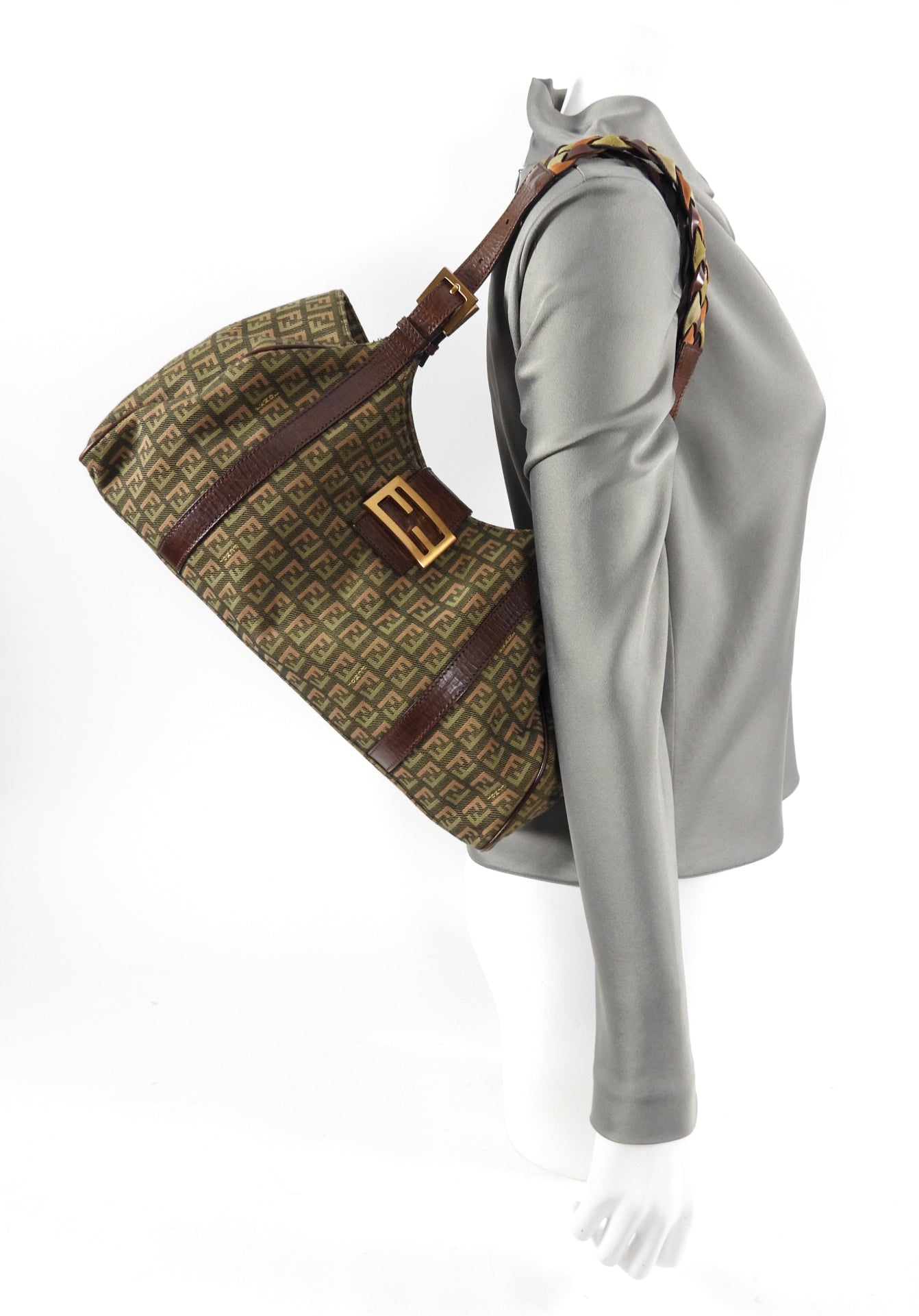 Fendi Zucca Monogram Canvas Shoulder Bag for Women | Luxury Designer Crossbody Purse | Perfect for Work, Travel & Everyday Use