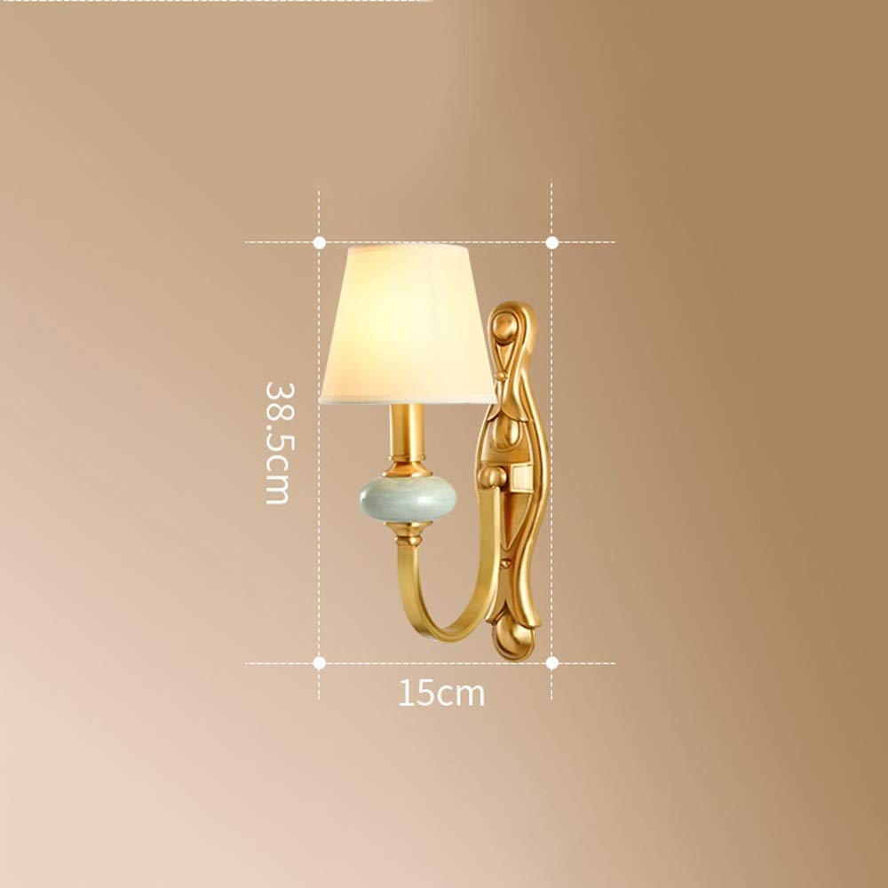 Modern Ceramic Wall Light Fixture with E14 Screw Base - Energy Saving LED Bulb for Bedroom, Living Room & Hallway - Copper Finish Wall Lamp for Stylish Home Interior Lighting