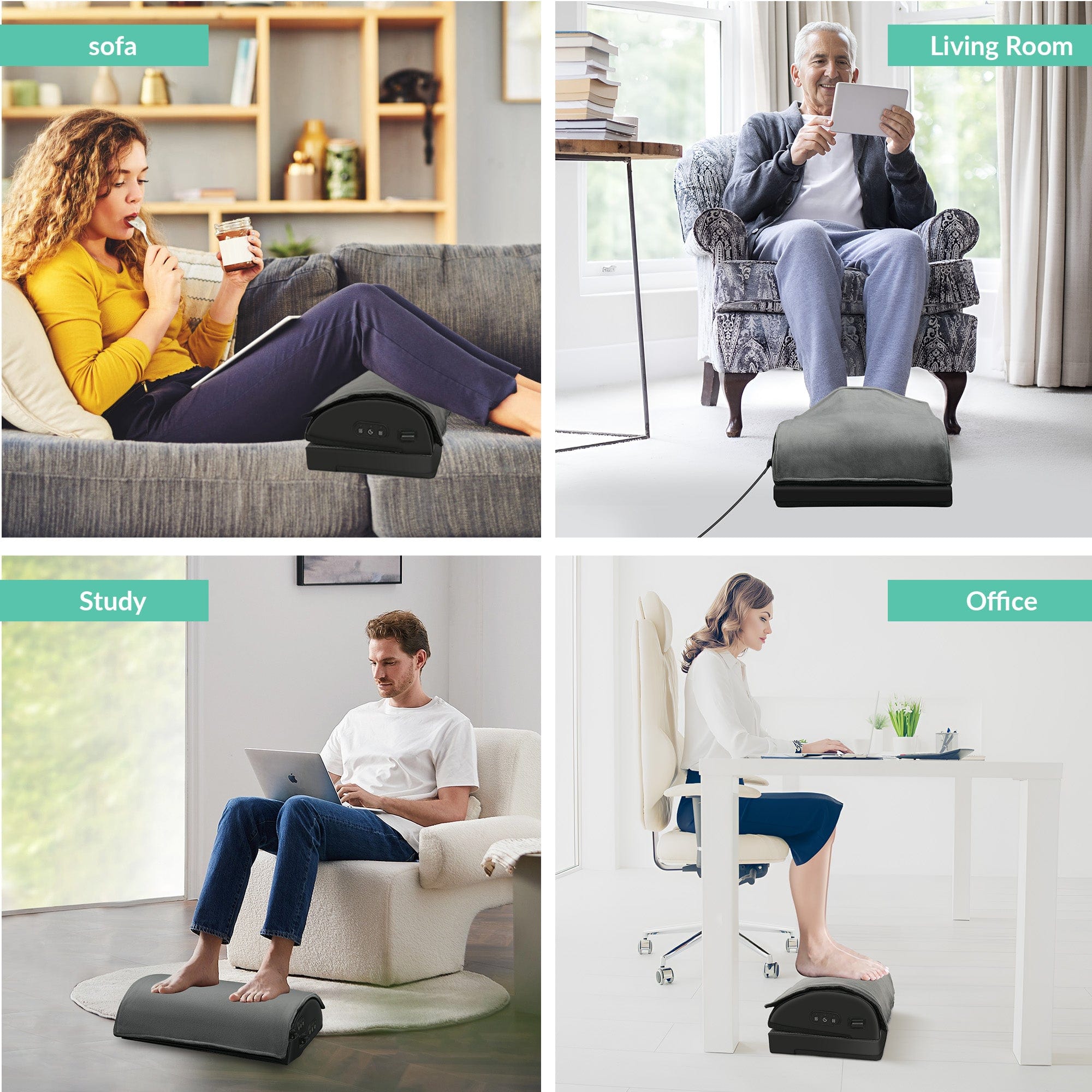Snailax Memory Foam Vibration Foot Massager with Heat - Under Desk Foot Spa for Office & Home Use - Relieves Pain, Stress & Fatigue - Perfect for Work, Relaxation & Circulation Boost
