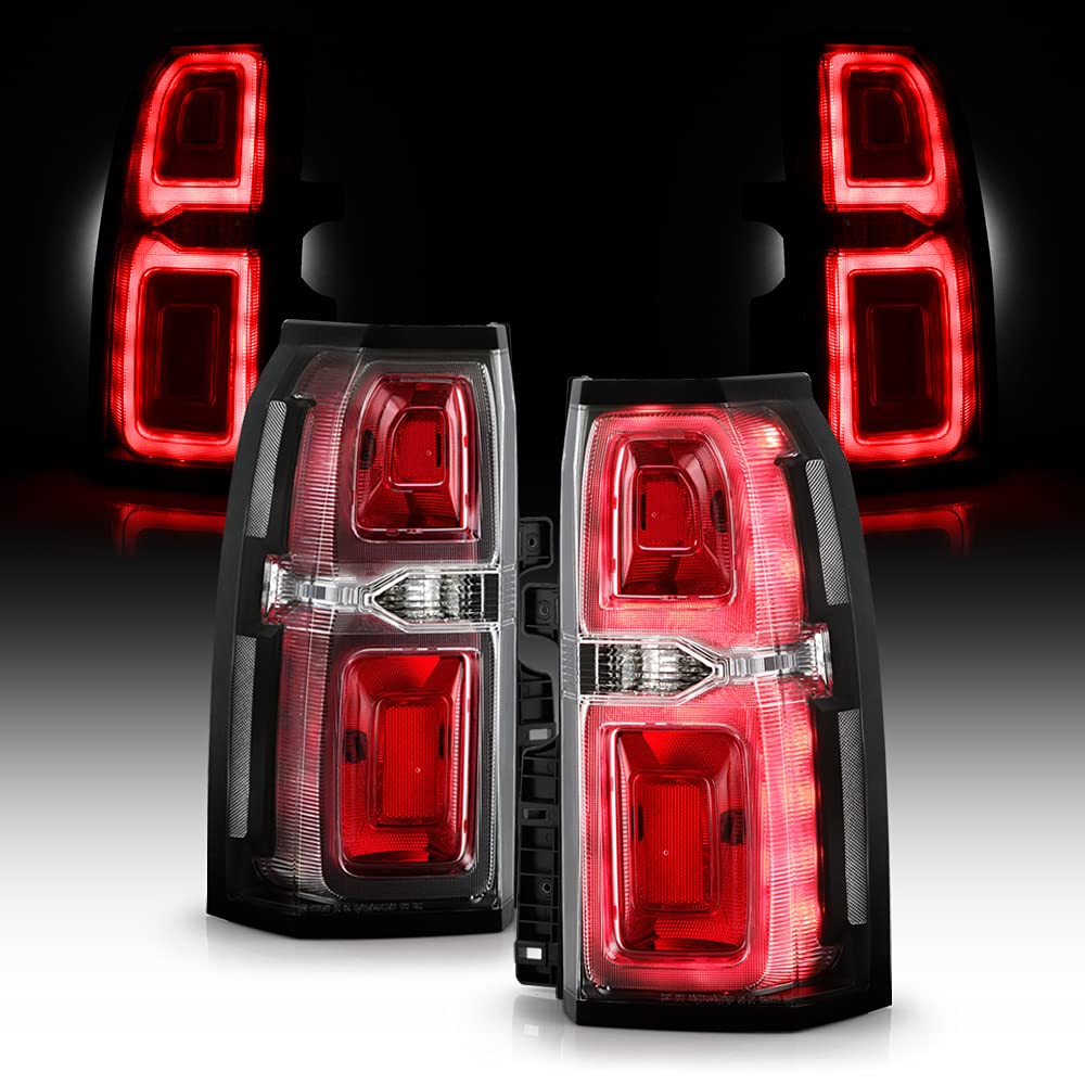 ACANII LED Tail Lights Brake Lamps Assembly Pair for 2015-2020 Chevy Tahoe Suburban - Clear Lens OE Style Replacement (Left+Right) - Enhance Safety & Style for Night Driving & Off-Road Adventures