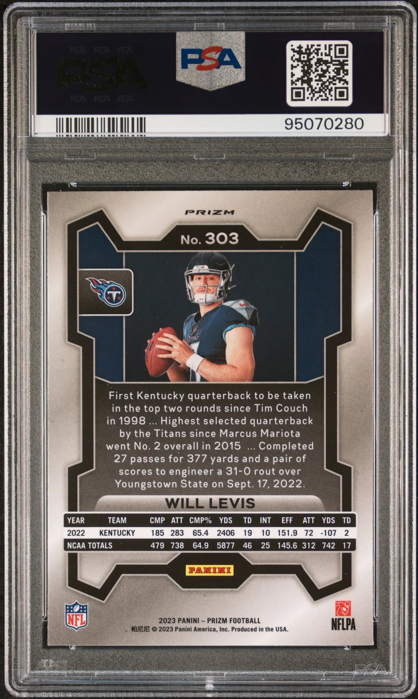 2023 Panini Prizm Football Will Levis Rookie Card RC Variation Prizm PSA 8 Graded - Collectible Sports Trading Card for NFL Fans & Memorabilia Collectors