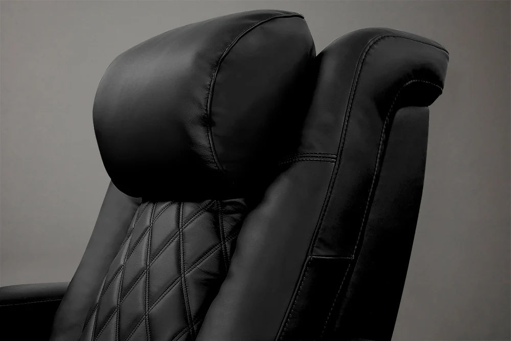 2025 New Tuscany XL Luxury Leather Home Theater Seating - Row of 3 Recliners in Onyx Black | Premium Home Cinema Furniture for Movie Nights & Entertainment Rooms