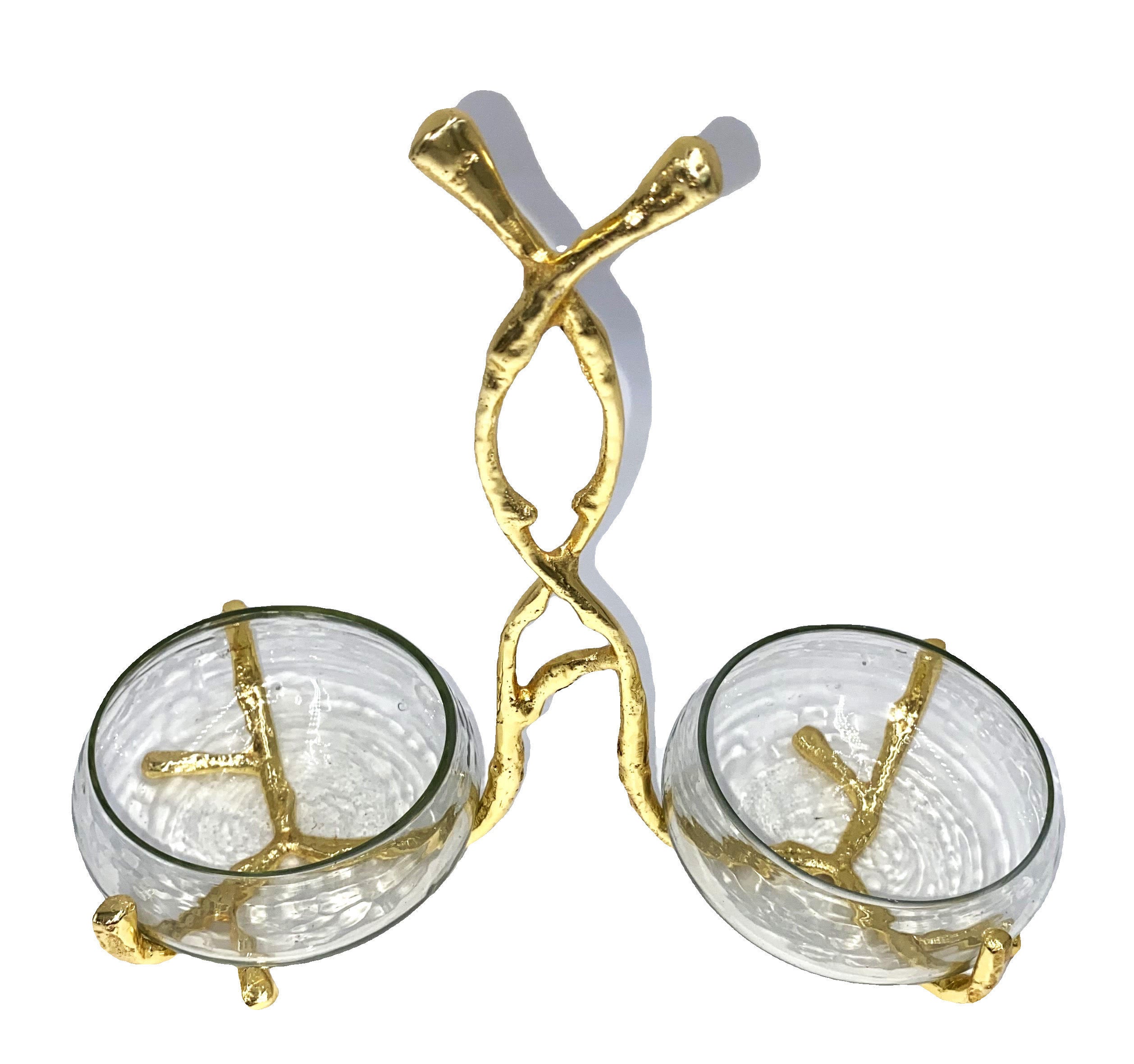 3.5x8.5 Inch Glass Nut Dish with 2 Bowls - Perfect for Serving Nuts, Candies, and Snacks at Parties, Weddings, and Home Gatherings