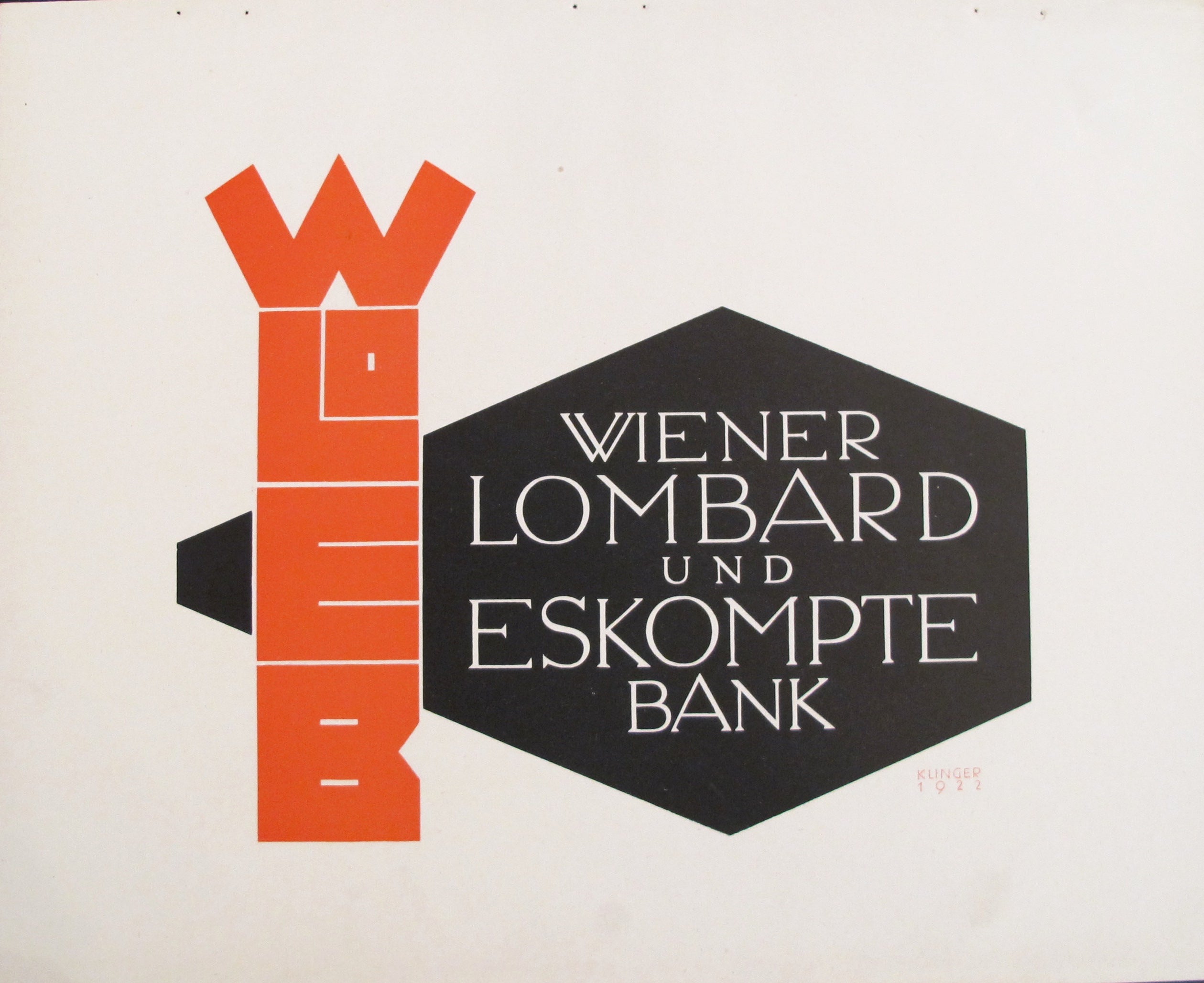 1923 Austrian Art Deco Poster - Wiener Lombard und Eskompte Bank Vintage Logo Design | Wall Decor, Office Art & Historical Collectible