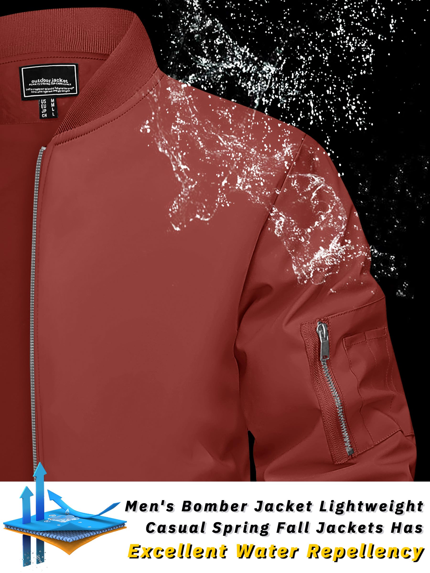 TACVASEN Men's Lightweight Bomber Jacket - Windproof Zip Up Coat with Pockets for Spring & Fall | Casual Outdoor Wear, Travel & Daily Use
